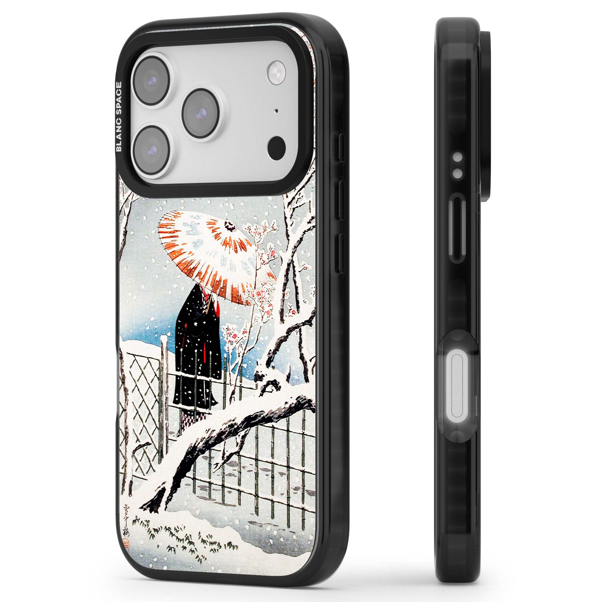 Plum Tree In Snow By Hiroaki Takahashi iPhone 17 Pro Max Impact Pro Black Phone Case Side Profile