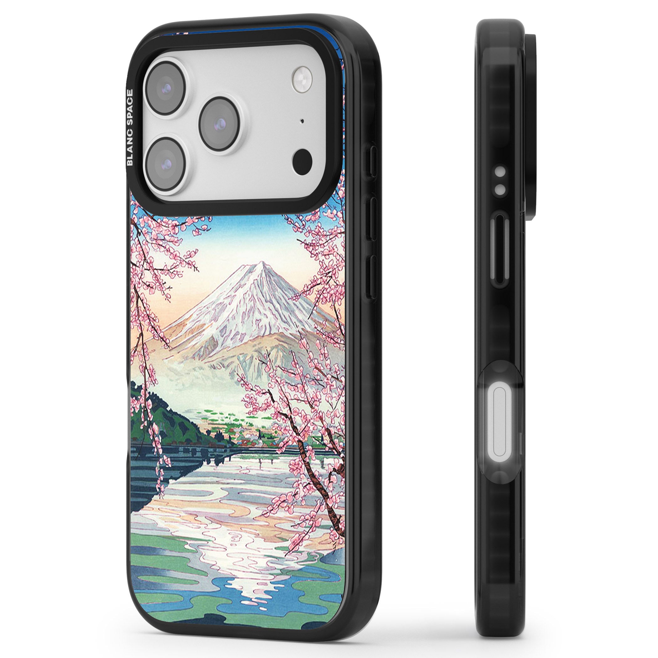 Mt Fuji From Lake Kawaguchi iPhone 17 Pro Impact Pro Black Phone Case Side Profile