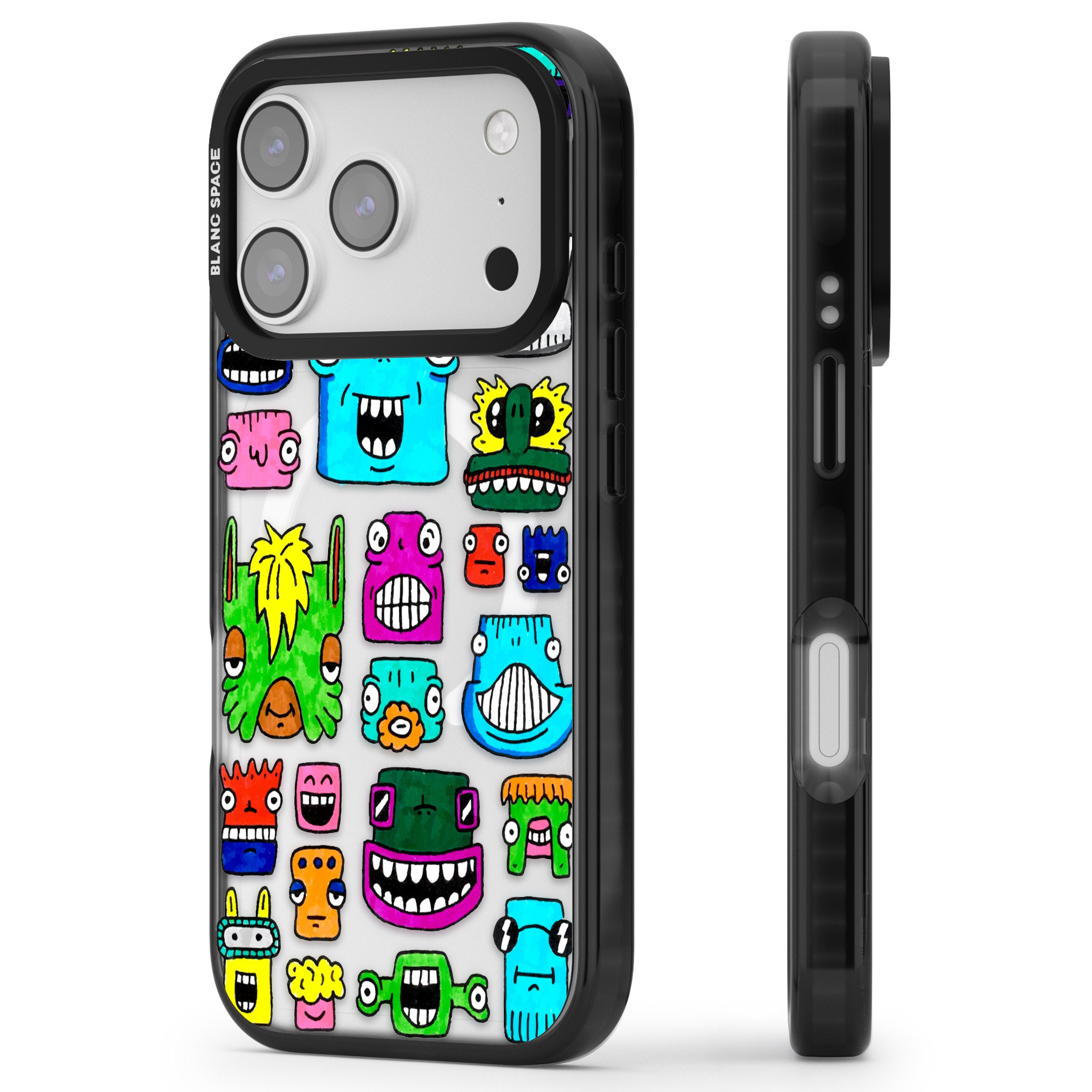 Burst Heads Colour iPhone 17 Pro Impact Pro Black Phone Case Side Profile