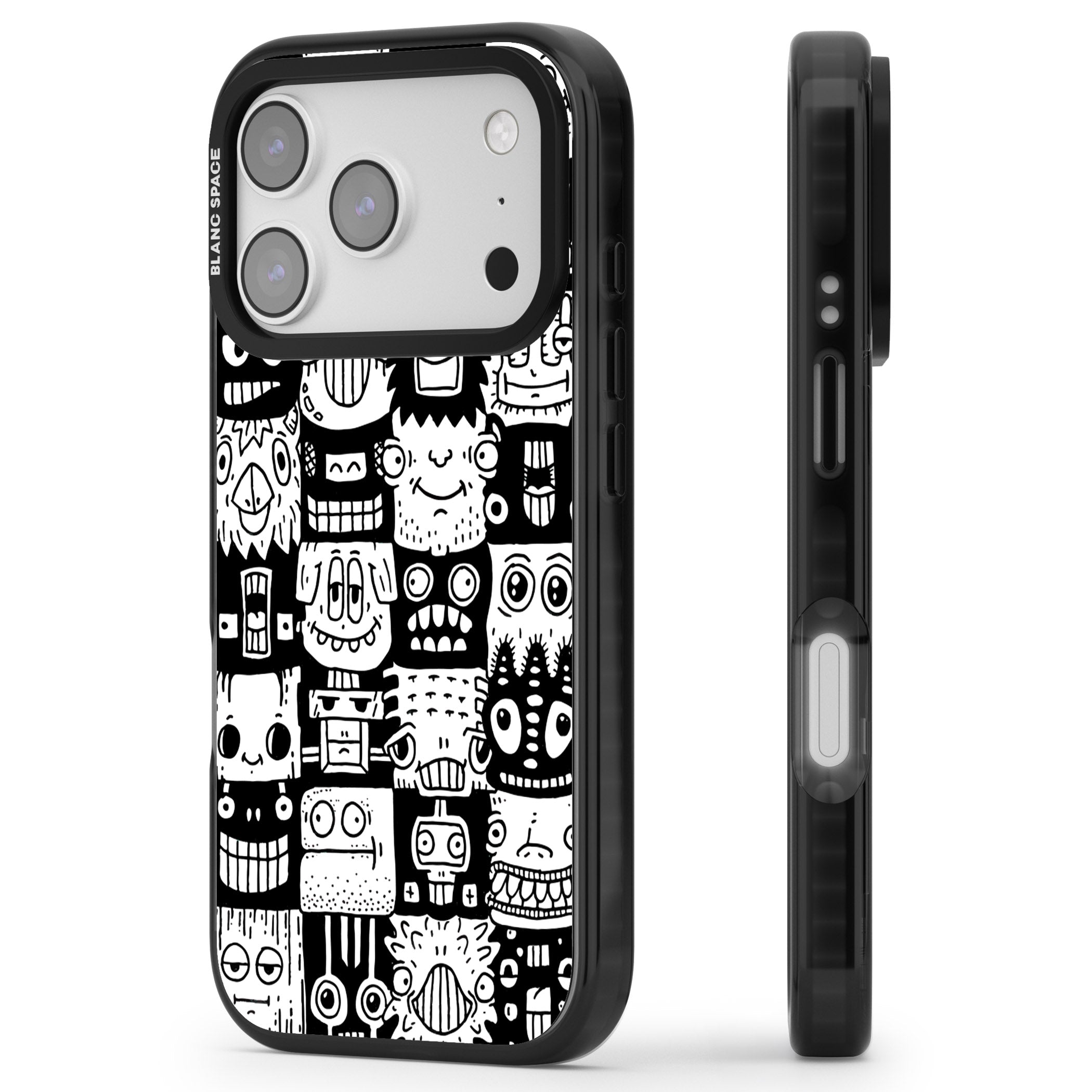 Checkerboard Heads iPhone 17 Pro Impact Pro Black Phone Case Side Profile