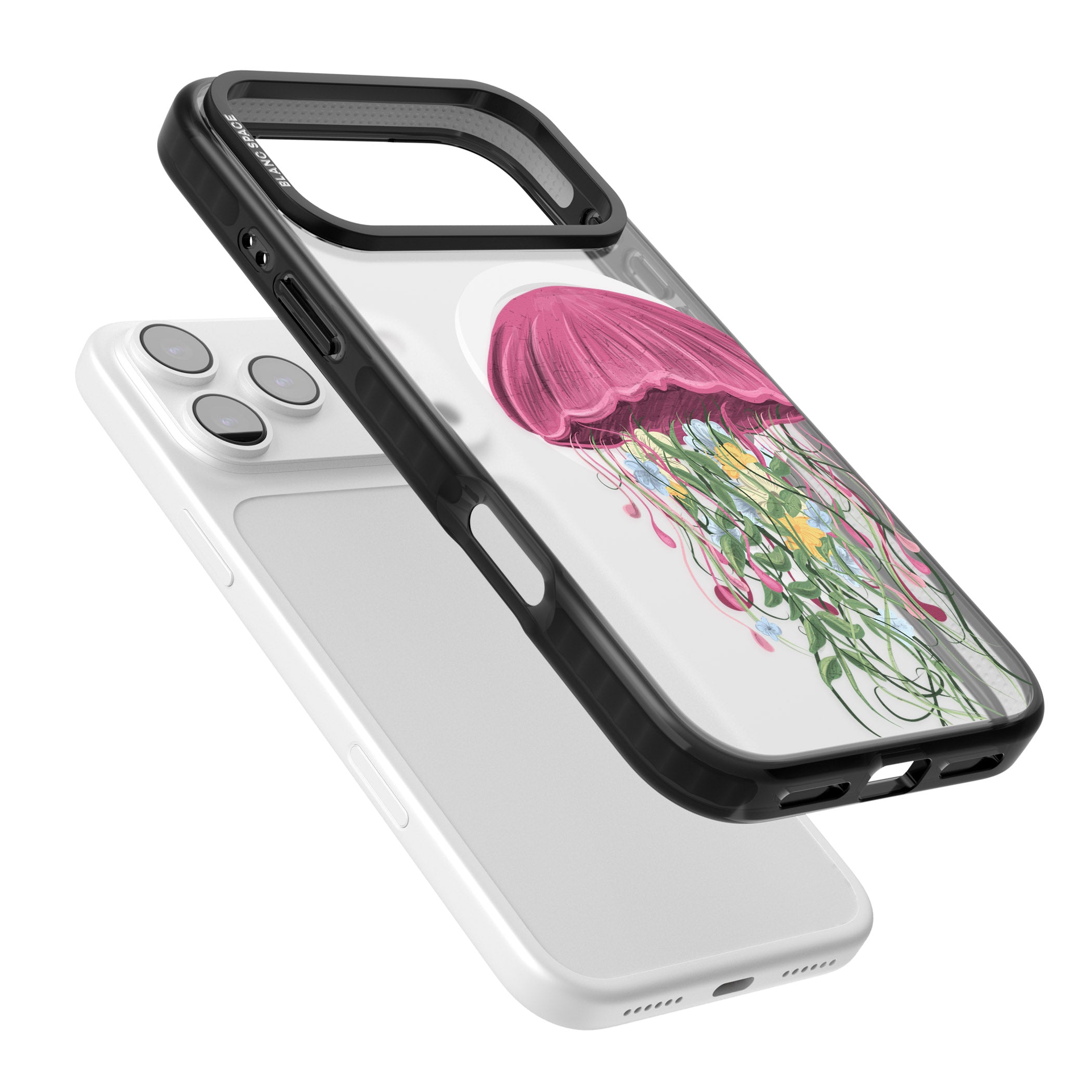 Botanical Jellyfish iPhone 17 Pro Impact Pro Black Phone Case Colours