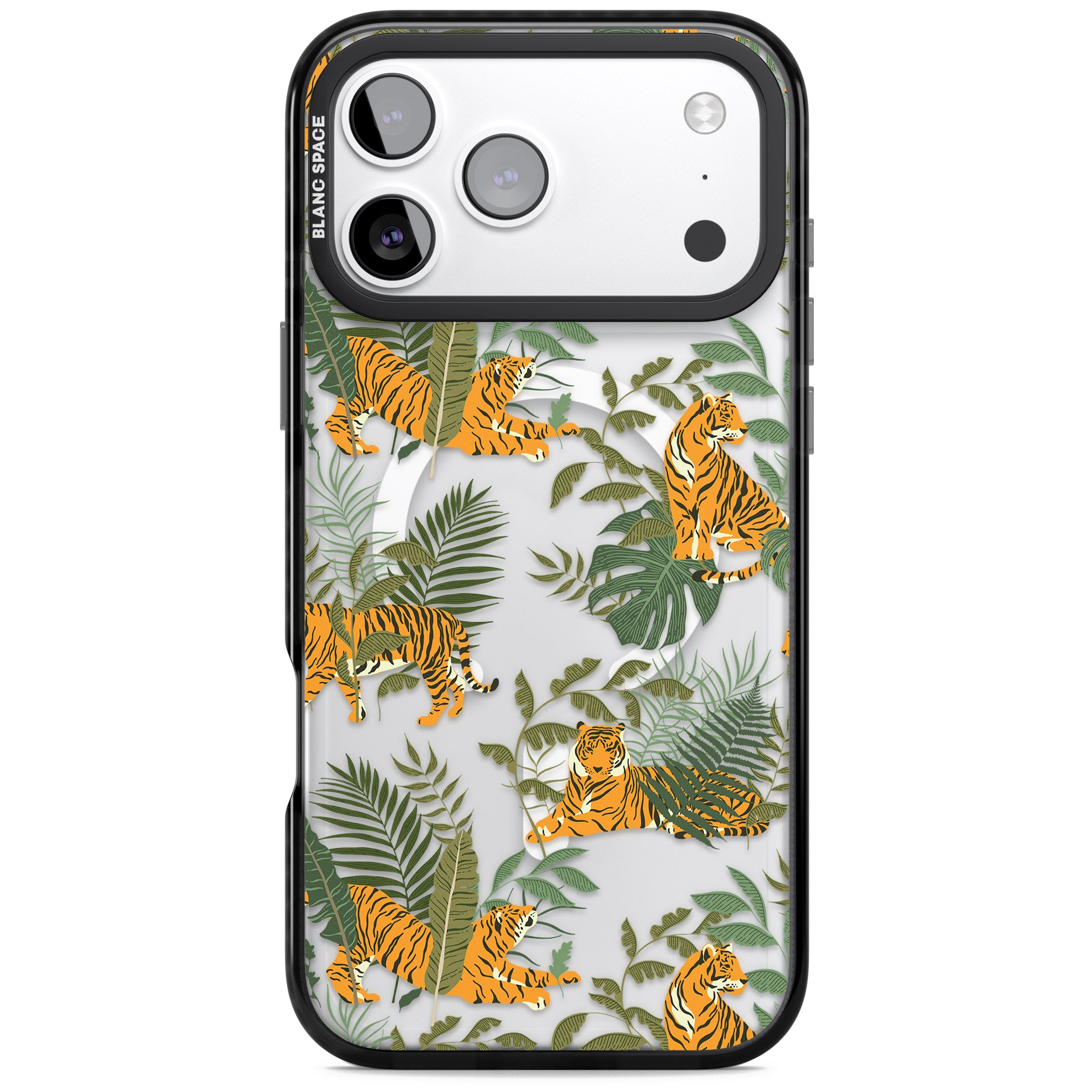 Tiger & Fern Jungle iPhone 17 Pro Impact Pro Black Phone Case