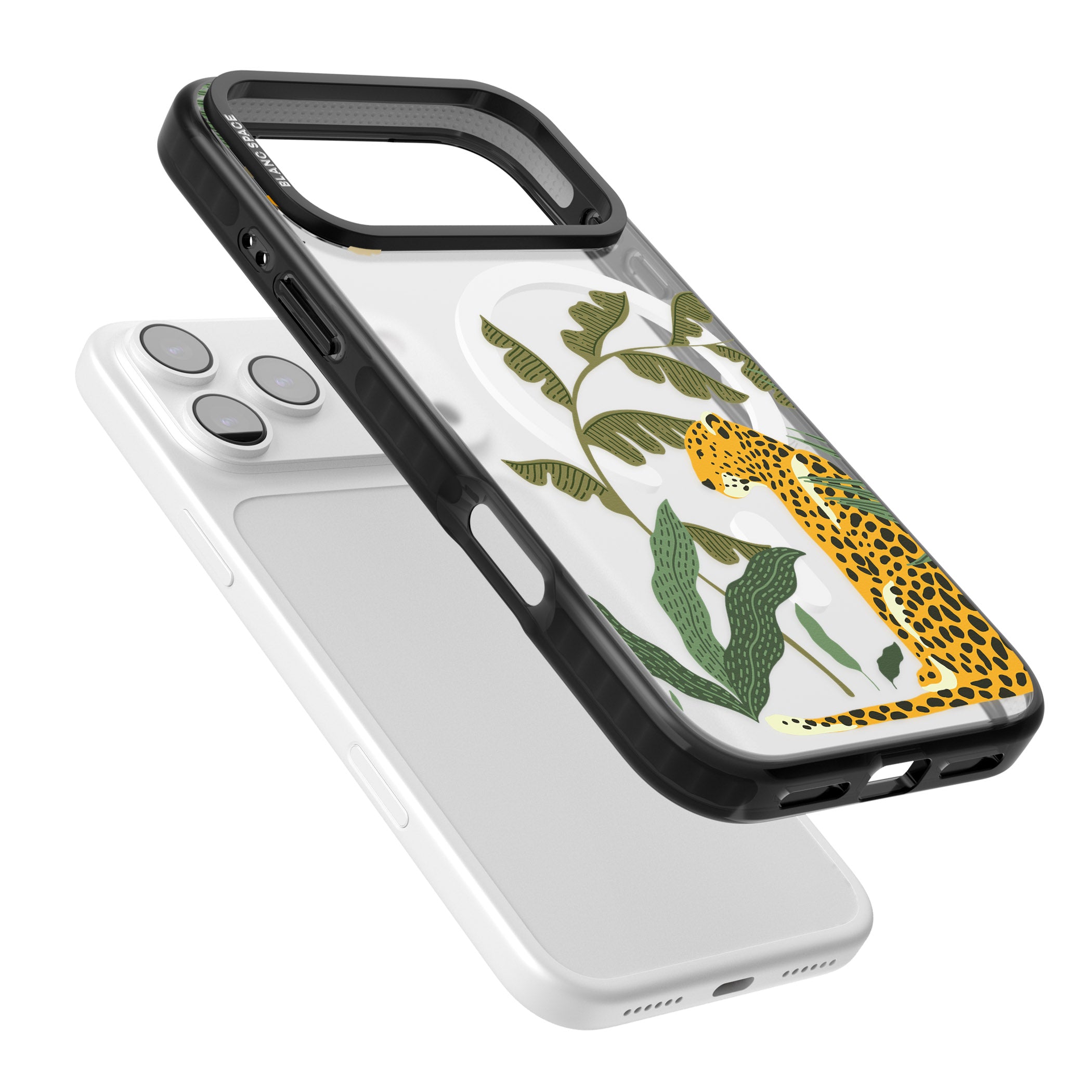 Large Jungle Cat Pattern iPhone 17 Pro Impact Pro Black Phone Case Colours