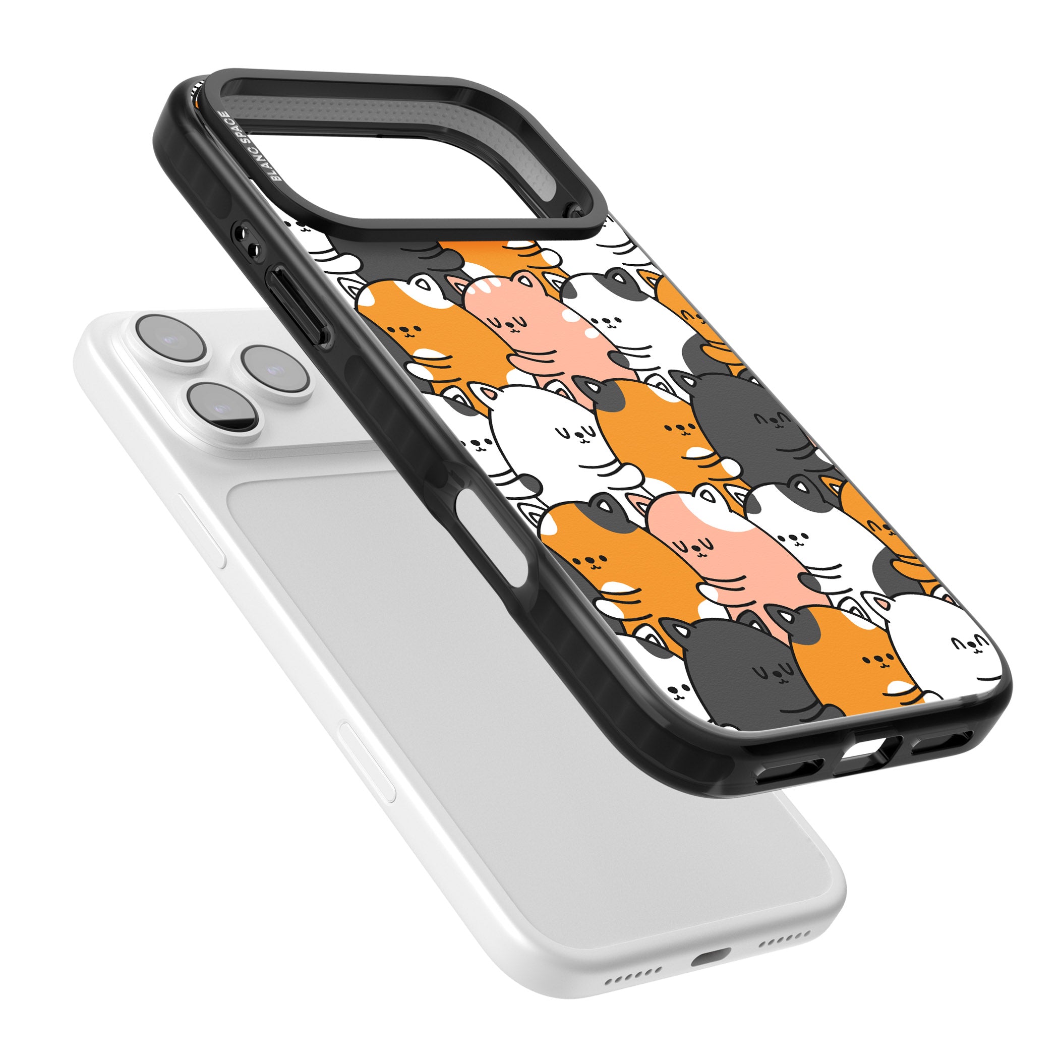Spooning Cats Kawaii Pattern iPhone 17 Pro Impact Pro Black Phone Case Colours