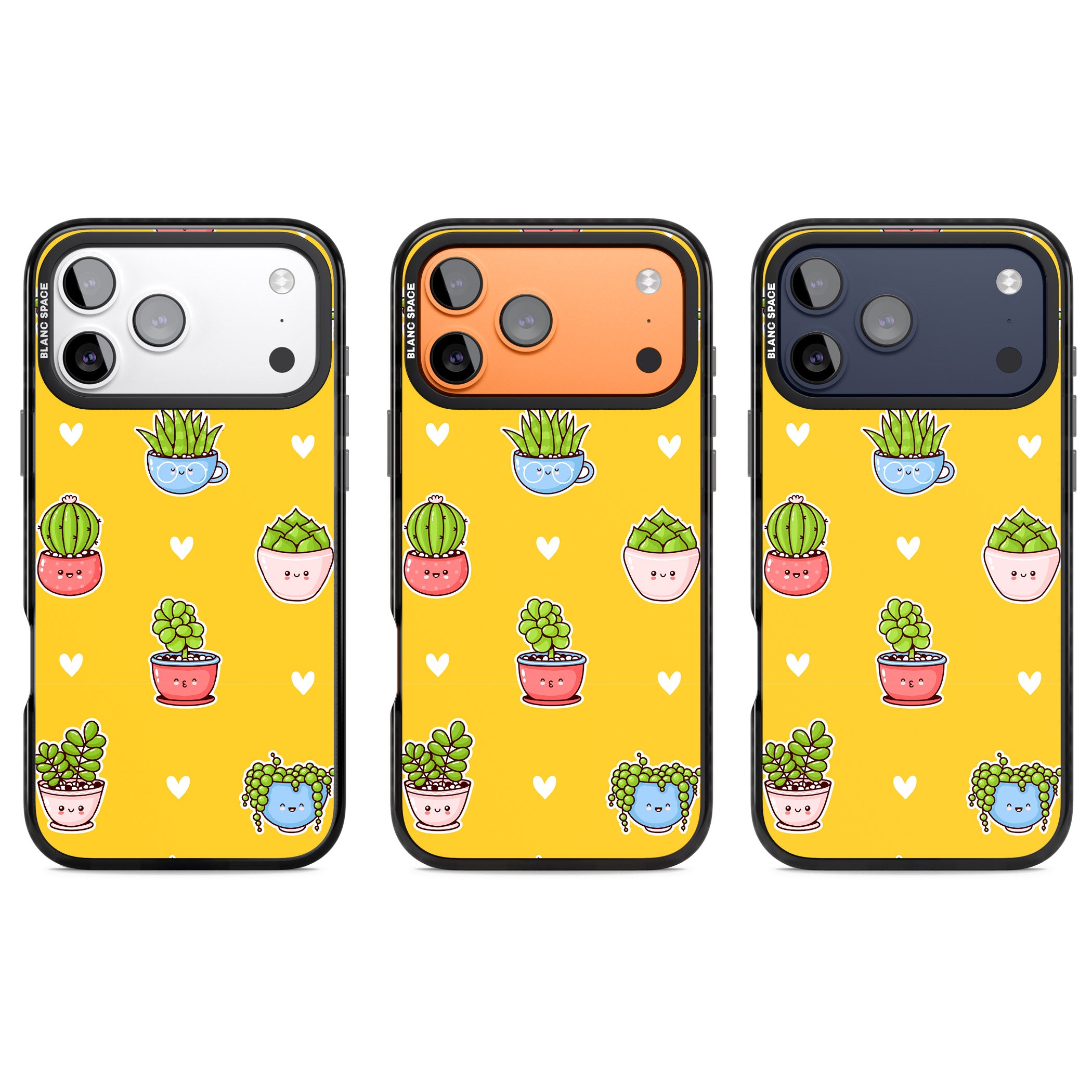 Plant Faces Kawaii Pattern iPhone 17 Pro Impact Pro Black Phone Case APT Impact Protection