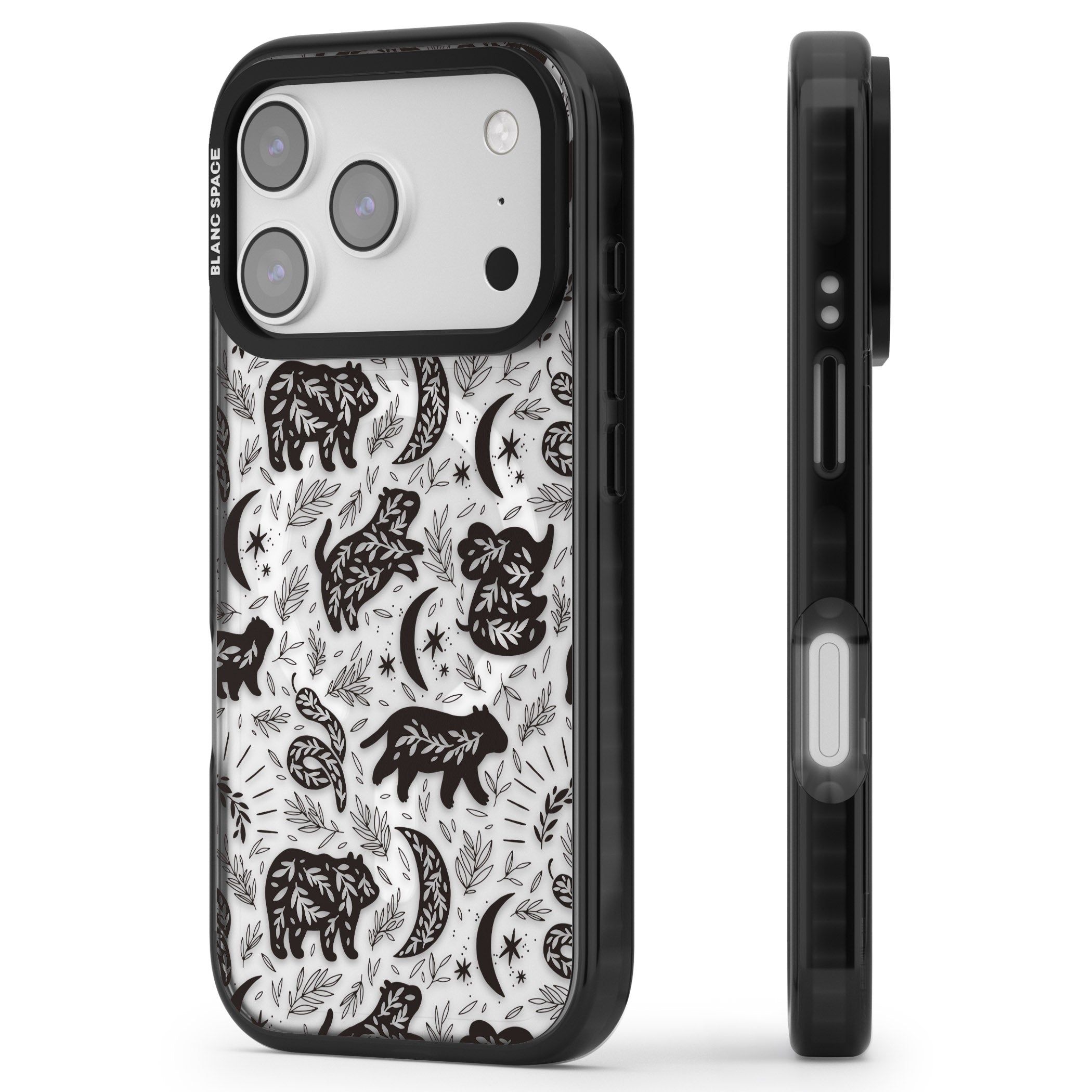 Midnight Forest Animals iPhone 17 Pro Max Impact Pro Black Phone Case Side Profile