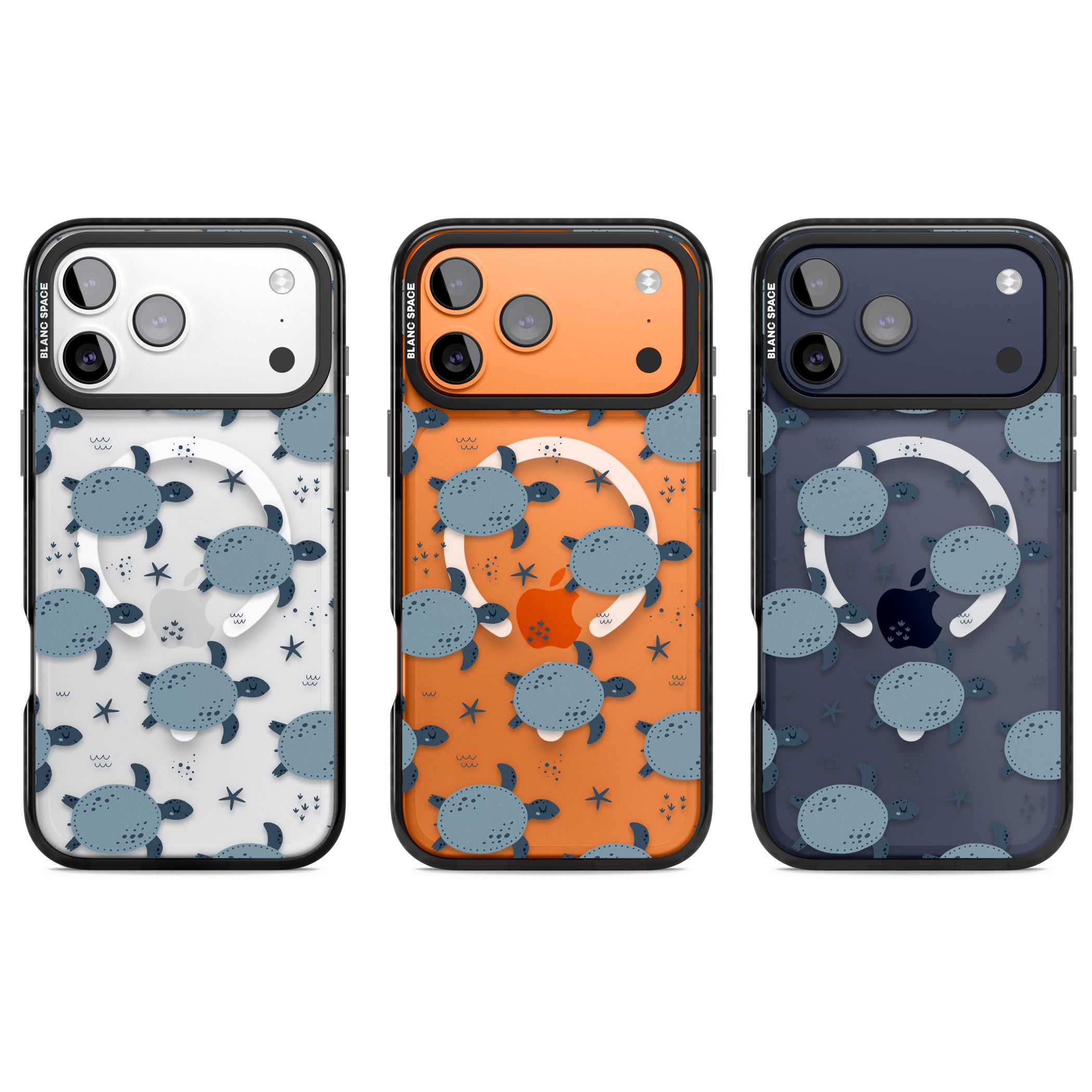 Under The Sea Patterns Sea Turtles (Clear) iPhone 17 Pro Impact Pro Black Phone Case APT Impact Protection