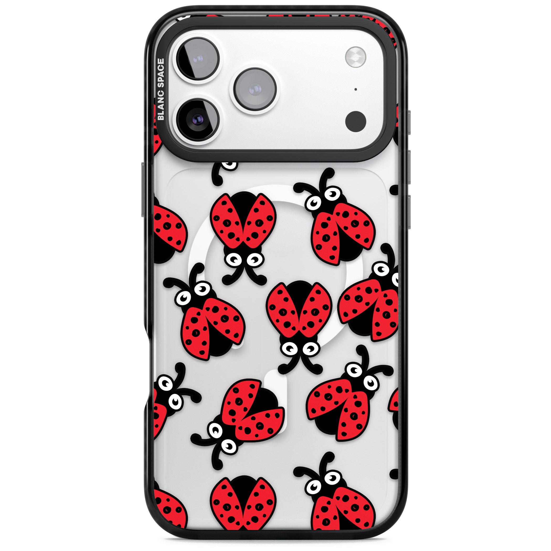Ladybug Pattern iPhone 17 Pro Max Impact Pro Black Phone Case
