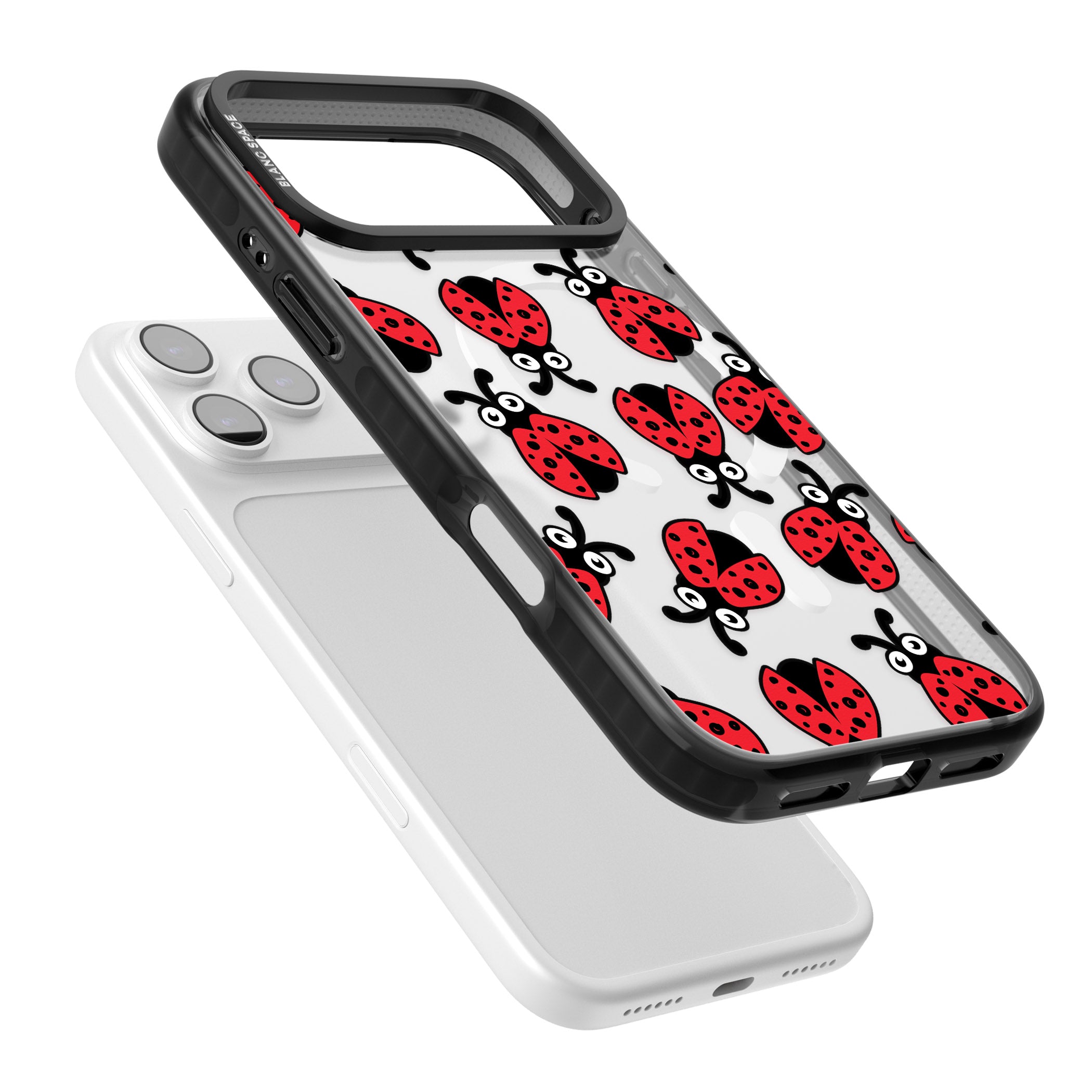 Ladybug Pattern iPhone 17 Pro Impact Pro Black Phone Case Colours