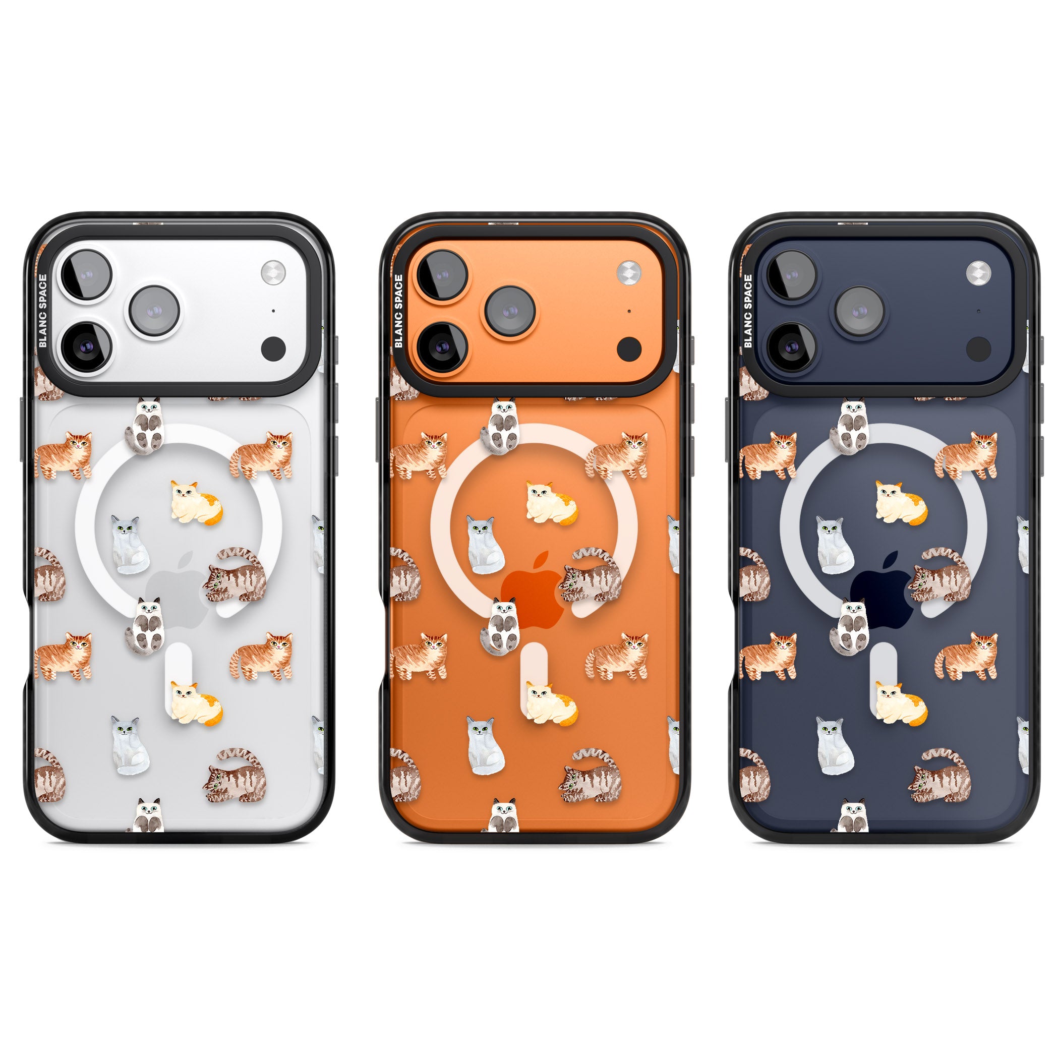 Cute Cat Pattern Classic iPhone 17 Pro Impact Pro Black Phone Case APT Impact Protection