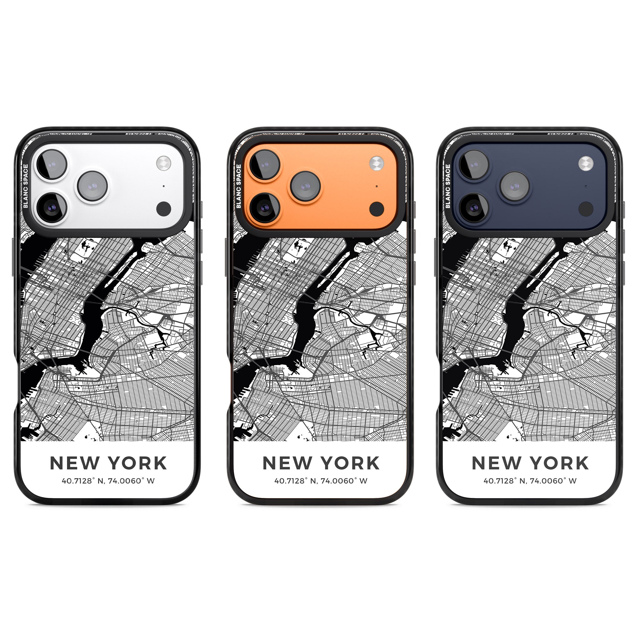 New York Map iPhone 17 Pro Impact Pro Black Phone Case APT Impact Protection