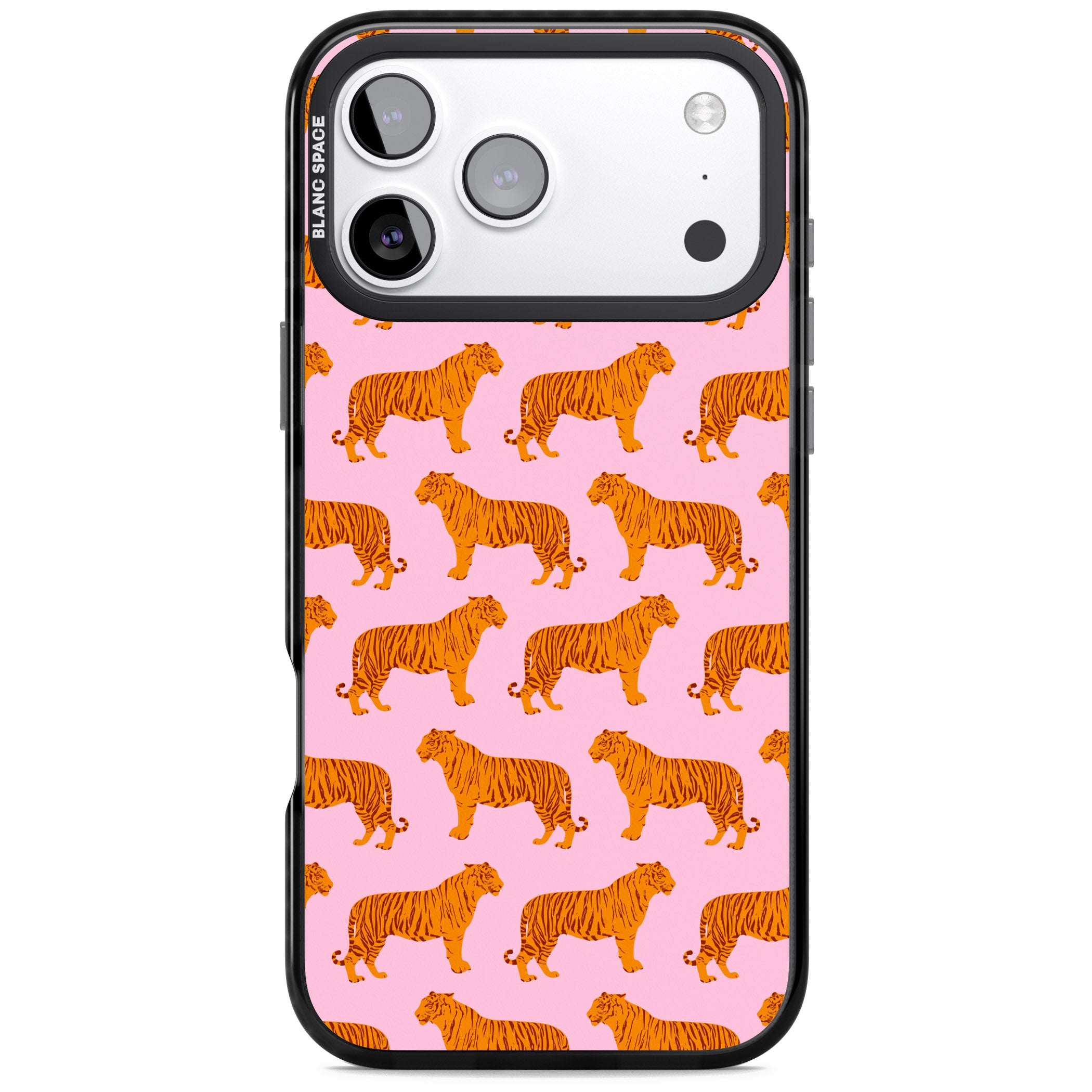 Tiger Pink Pattern iPhone 17 Pro Impact Pro Black Phone Case