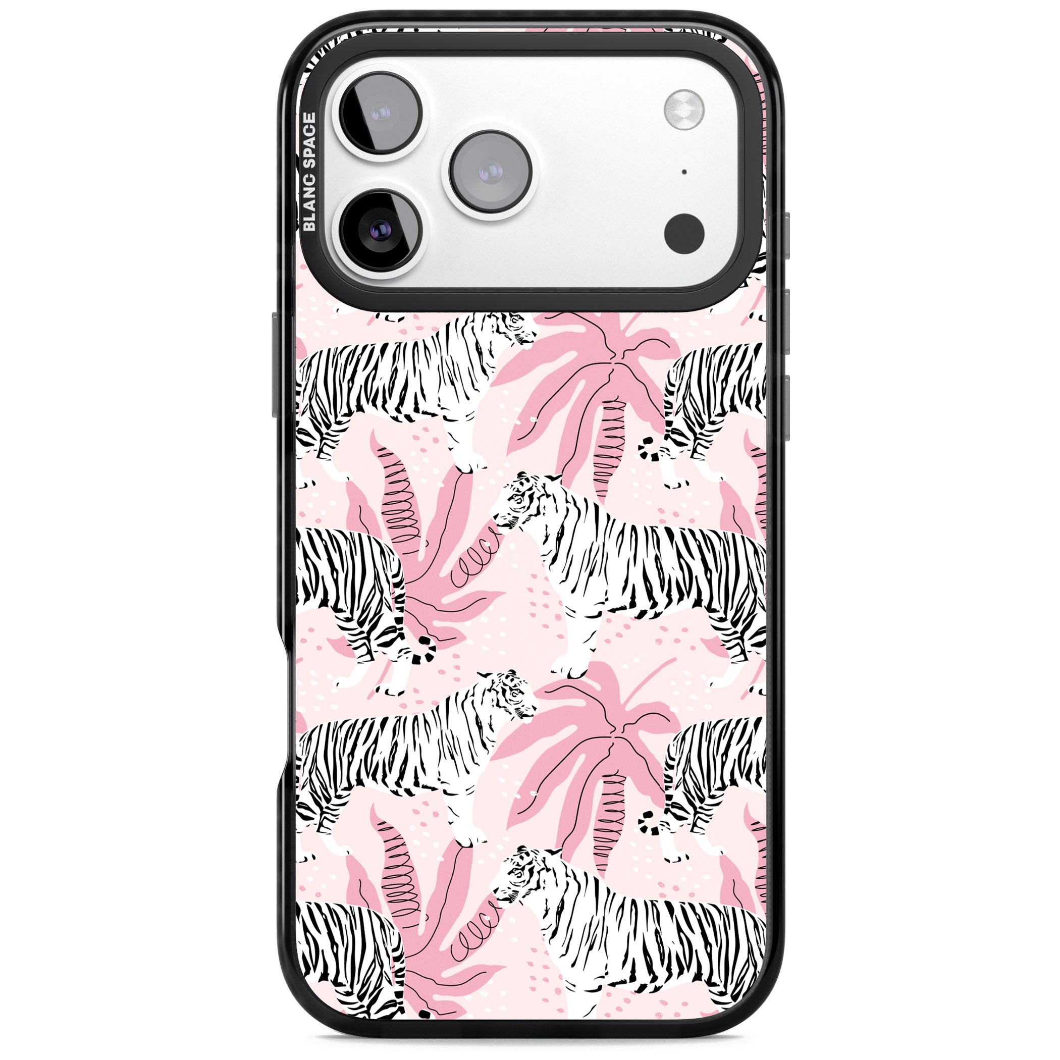 Pink Tiger Palm iPhone 17 Pro Impact Pro Black Phone Case