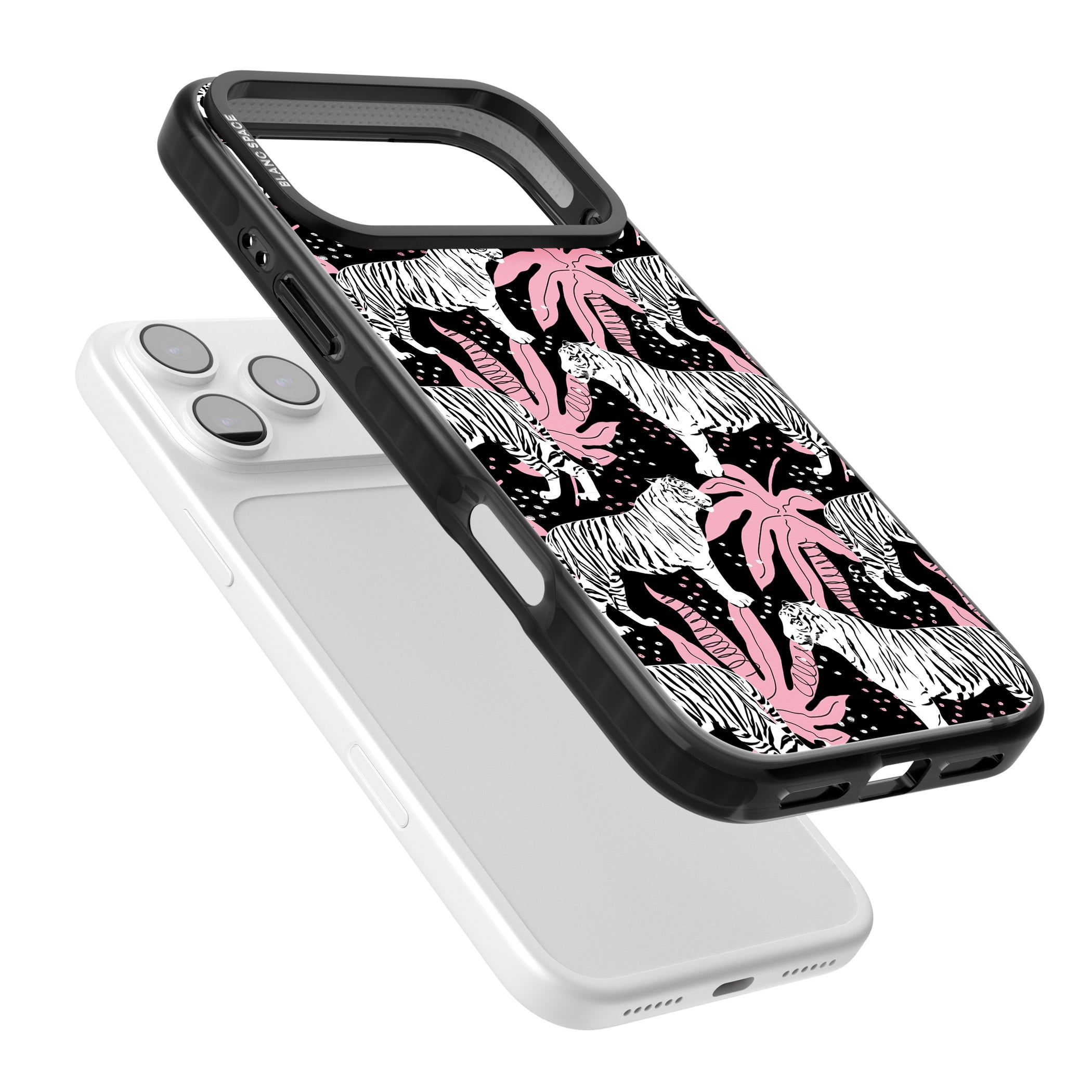 Pink Jungle Tiger iPhone 17 Pro Impact Pro Black Phone Case Colours