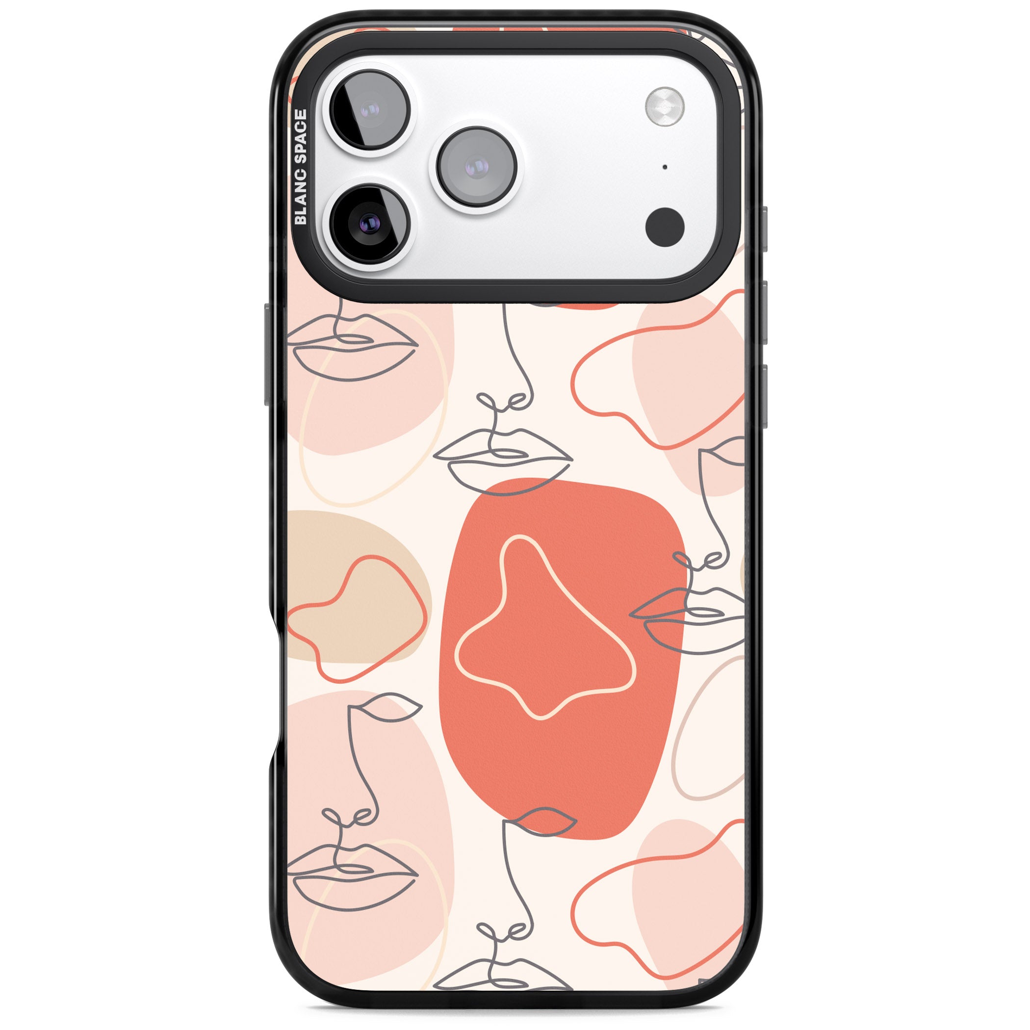 Abstract Face Line Art iPhone 17 Pro Impact Pro Black Phone Case