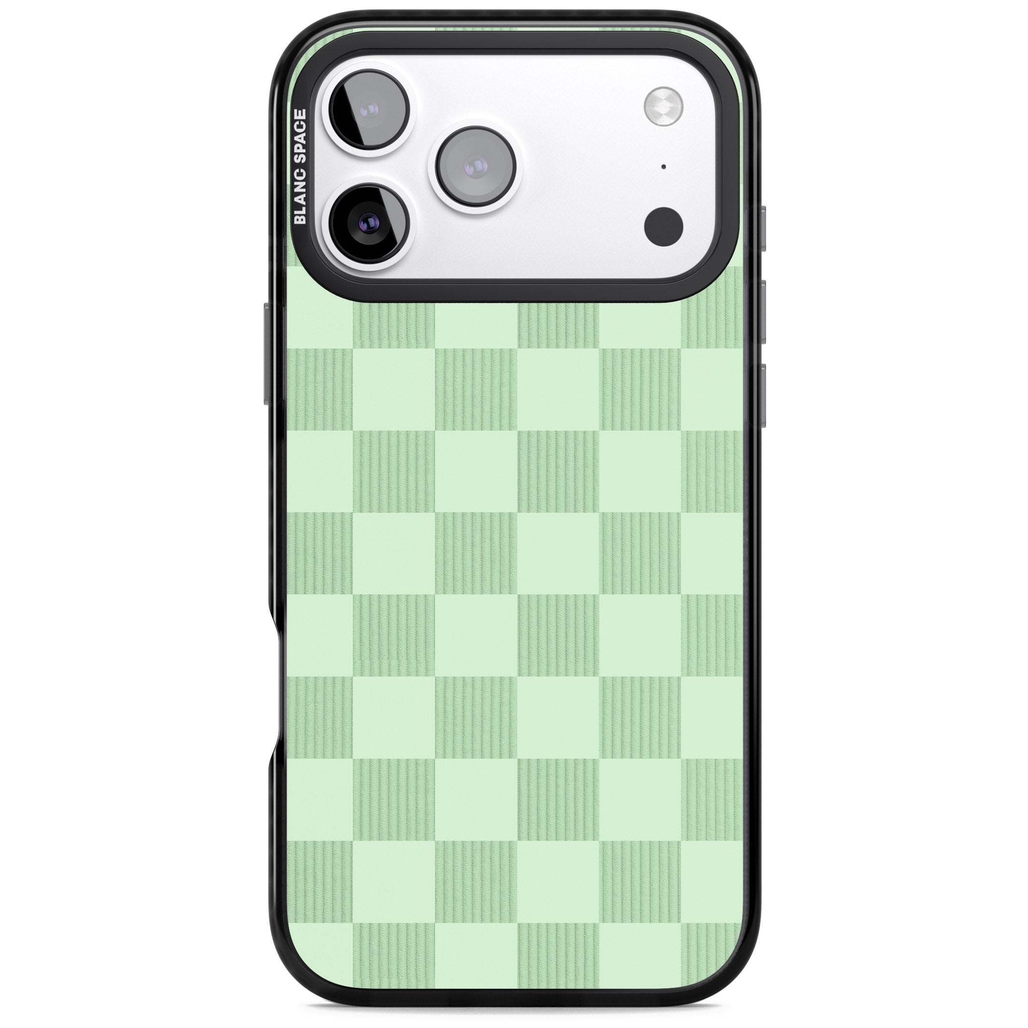 Seafoam Checkered iPhone 17 Pro Max Impact Pro Black Phone Case