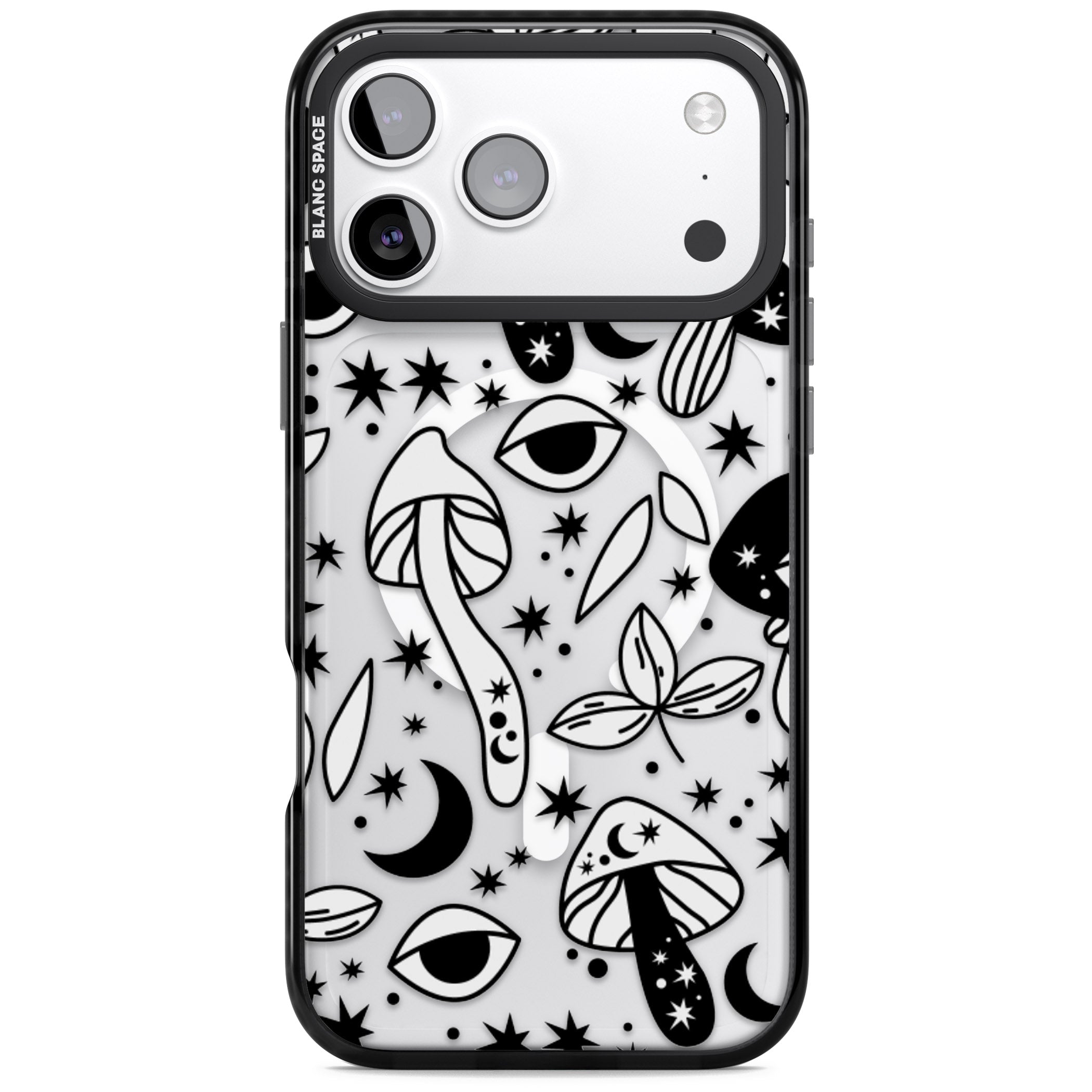 Mystic Mushrooms Pattern iPhone 17 Pro Impact Pro Black Phone Case