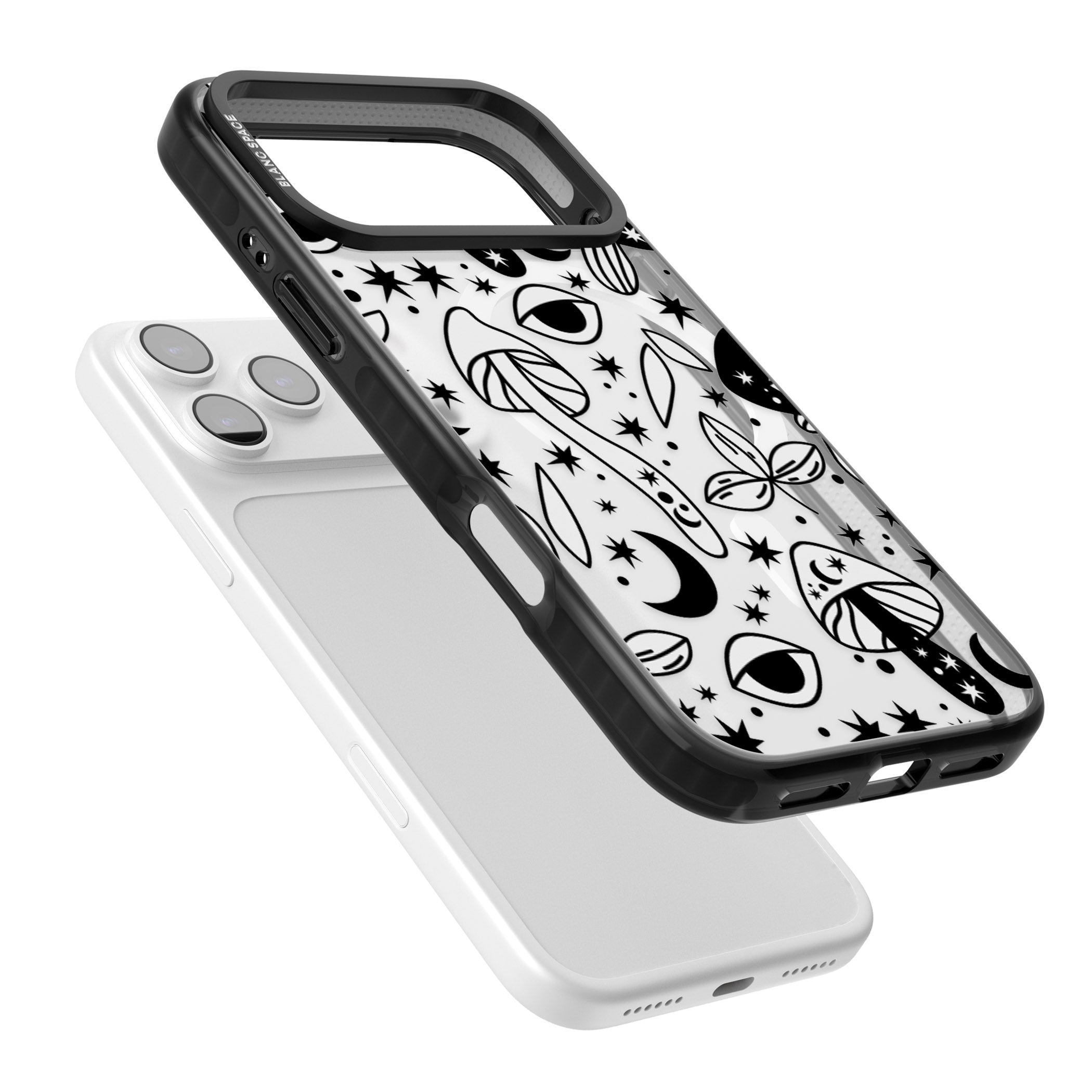 Mystic Mushrooms Pattern iPhone 17 Pro Impact Pro Black Phone Case Colours