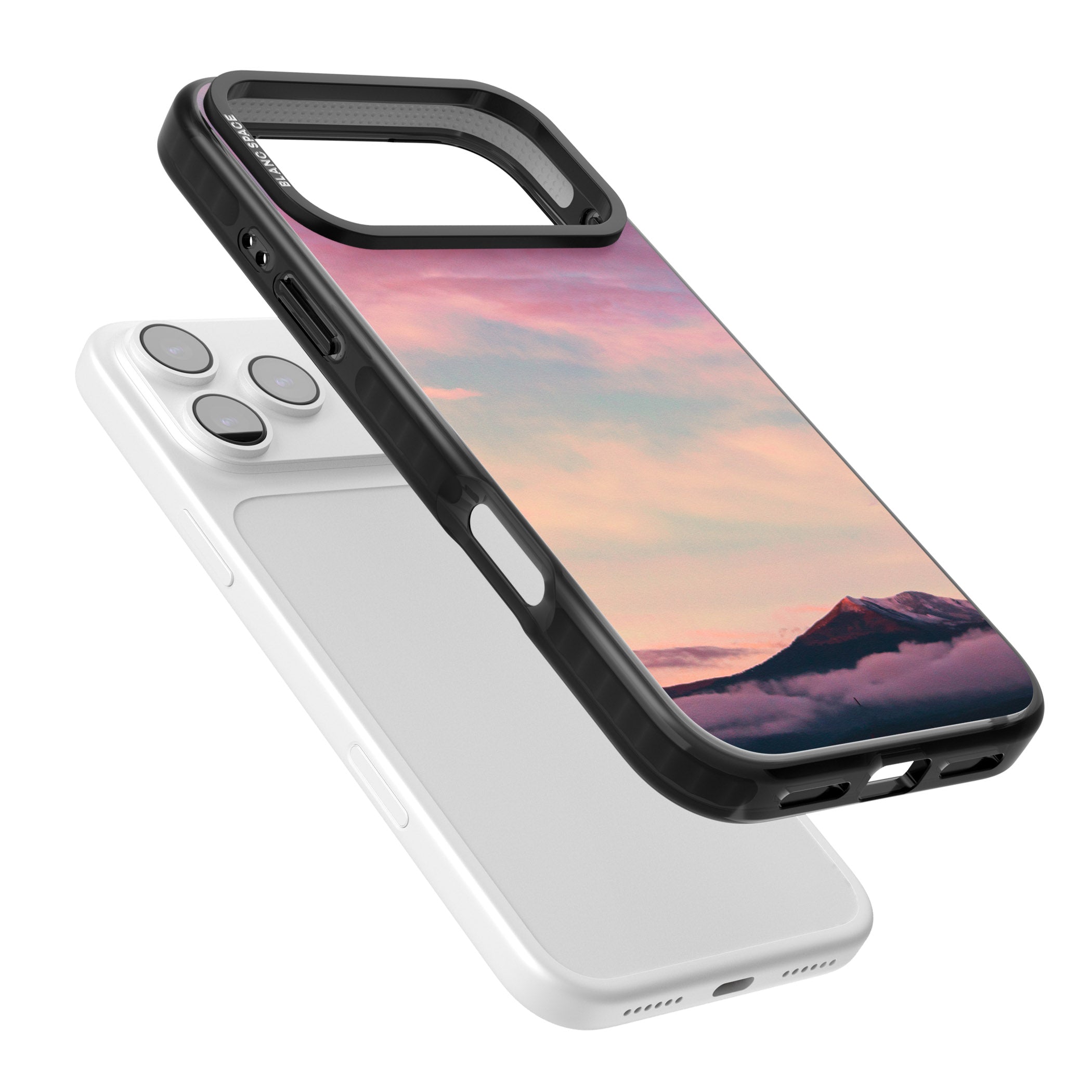 Pastel Mountain Sunset iPhone 17 Pro Impact Pro Black Phone Case Colours