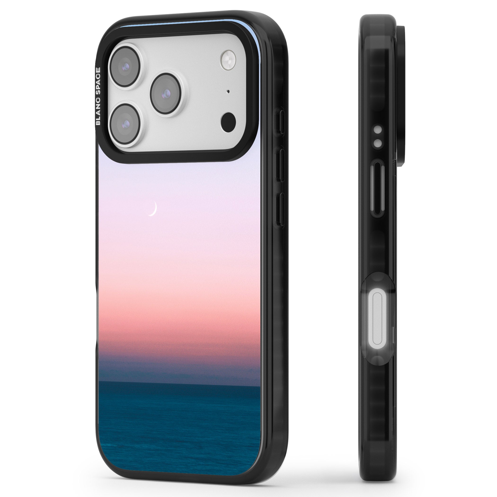 Pastel Ocean Sunset iPhone 17 Pro Max Impact Pro Black Phone Case Side Profile