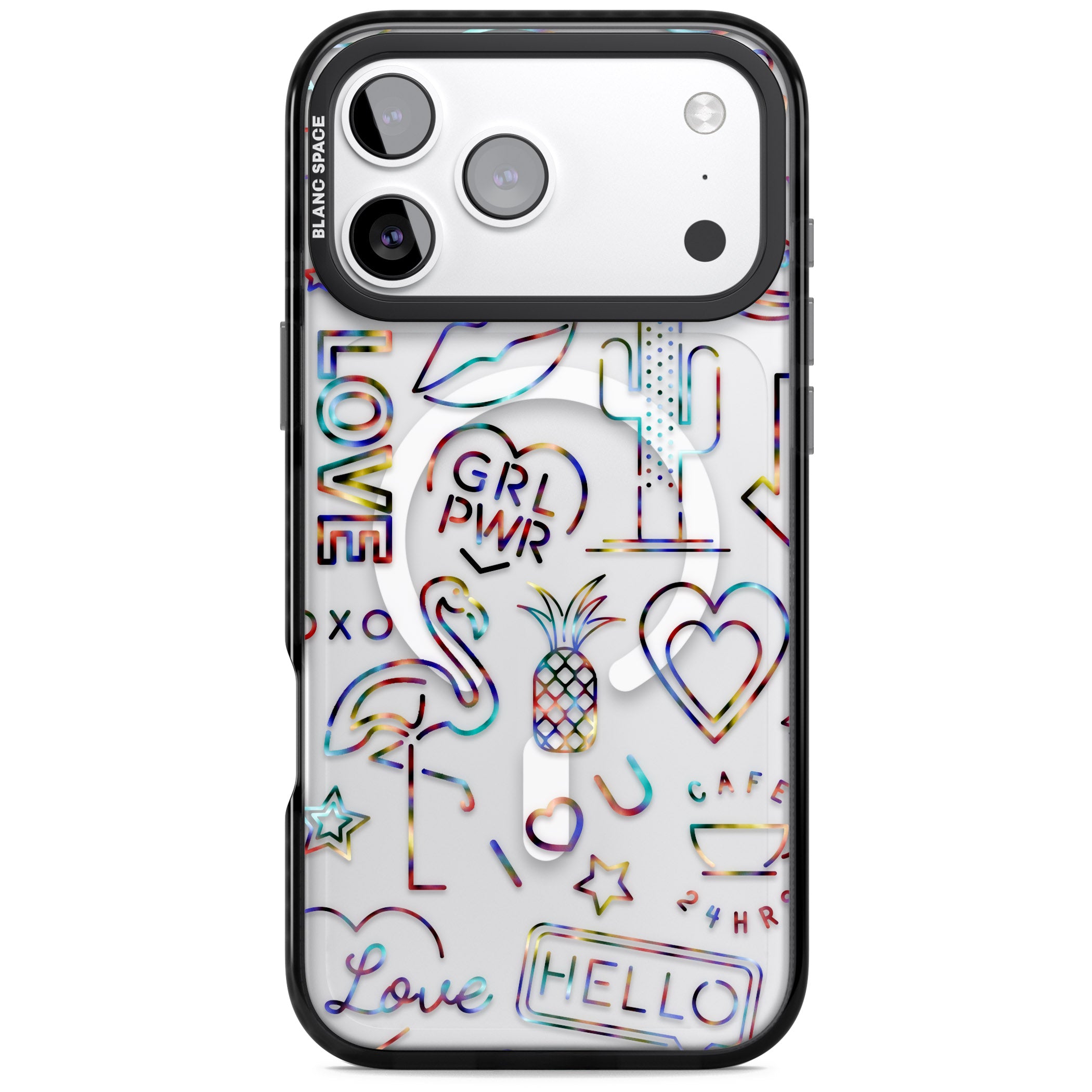 Funky Nebula Neon Sign iPhone 17 Pro Max Impact Pro Black Phone Case
