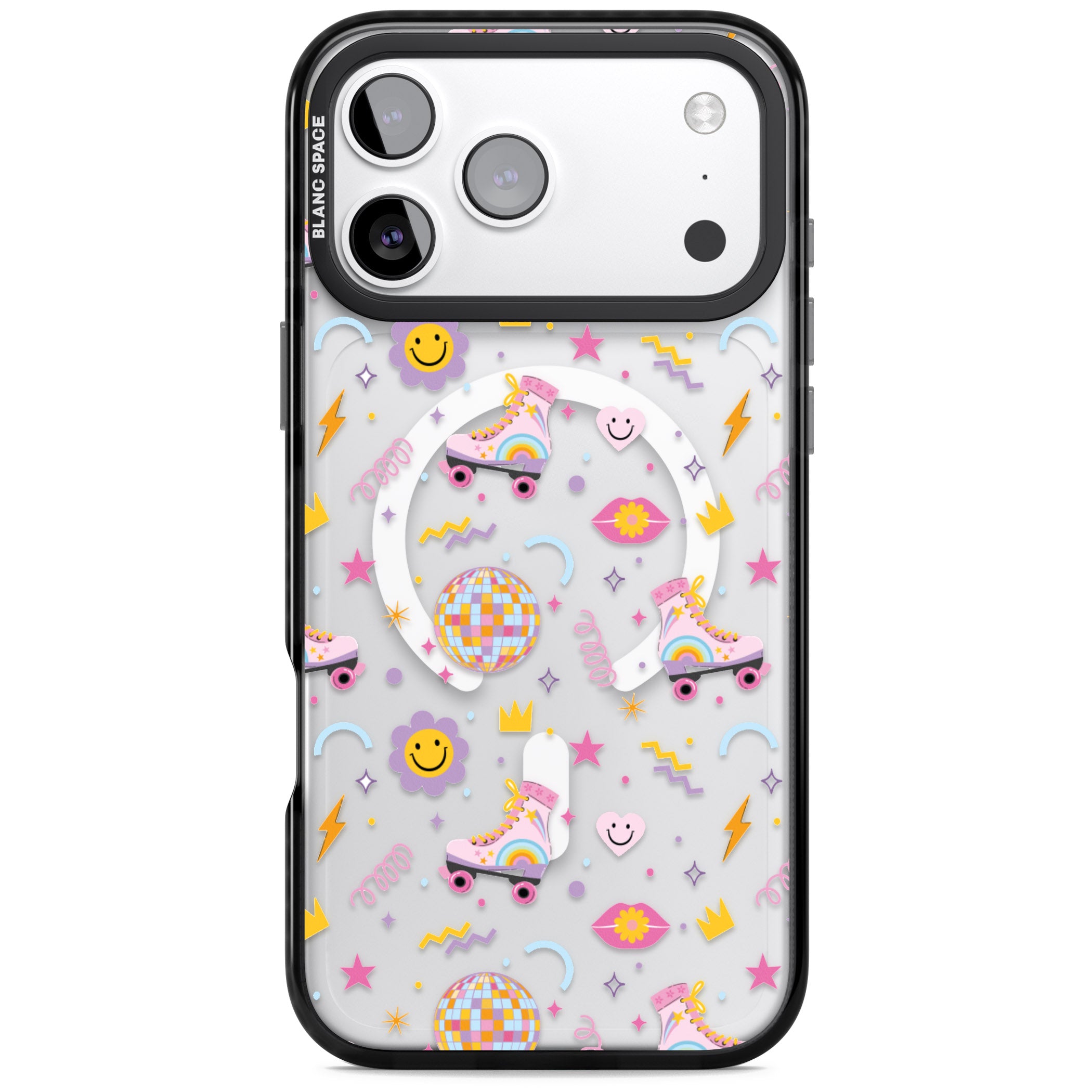 Roller Disco Pattern iPhone 17 Pro Impact Pro Black Phone Case