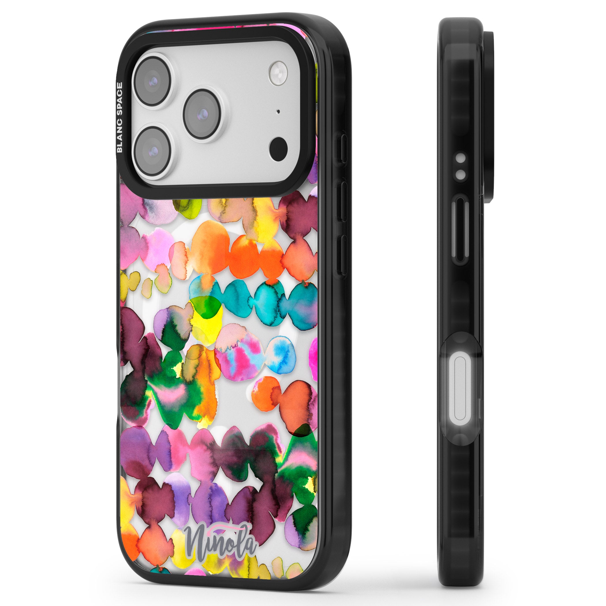 Ink Splash Hues iPhone 17 Pro Impact Pro Black Phone Case Side Profile