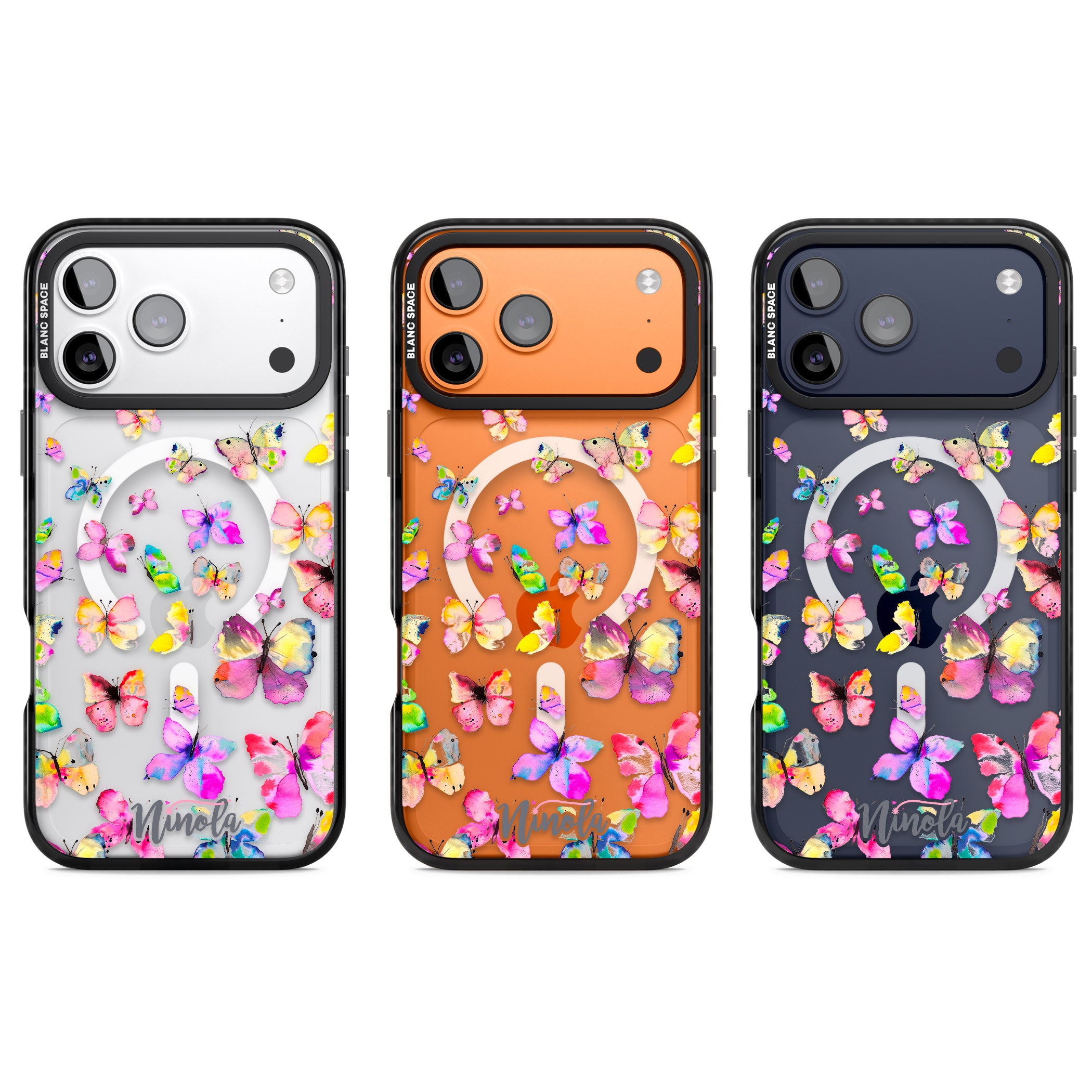 Watercolor Butterflies iPhone 17 Pro Impact Pro Black Phone Case APT Impact Protection