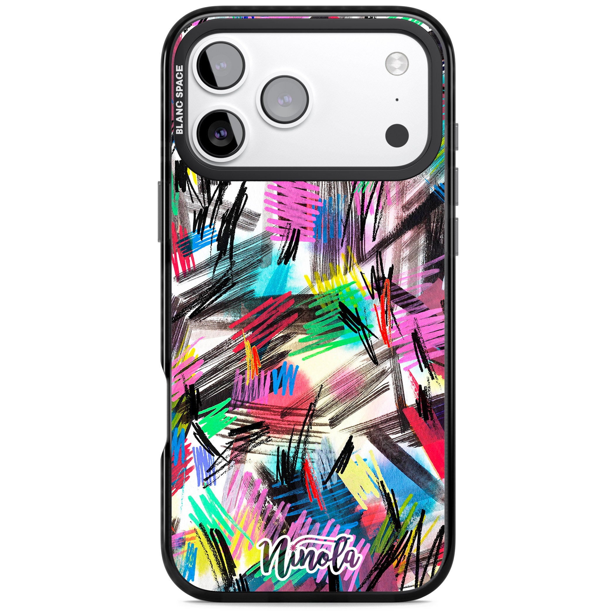 Wild Strokes Rainbow iPhone 17 Pro Impact Pro Black Phone Case