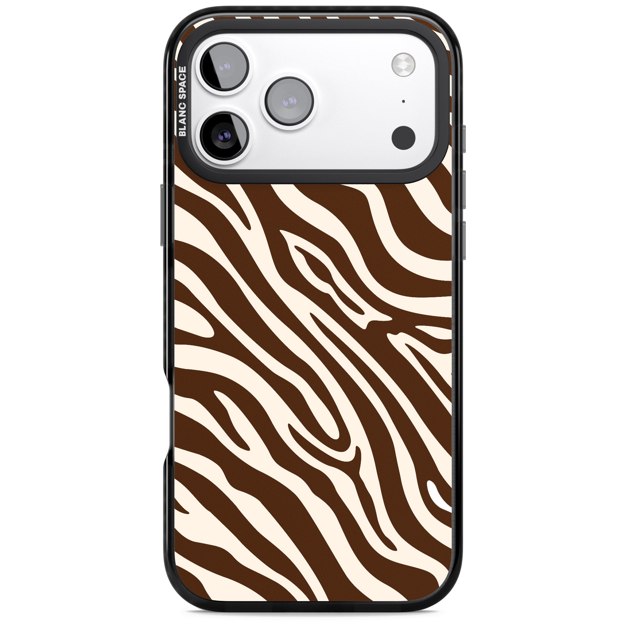 Brown & Cream Zebra iPhone 17 Pro Max Impact Pro Black Phone Case