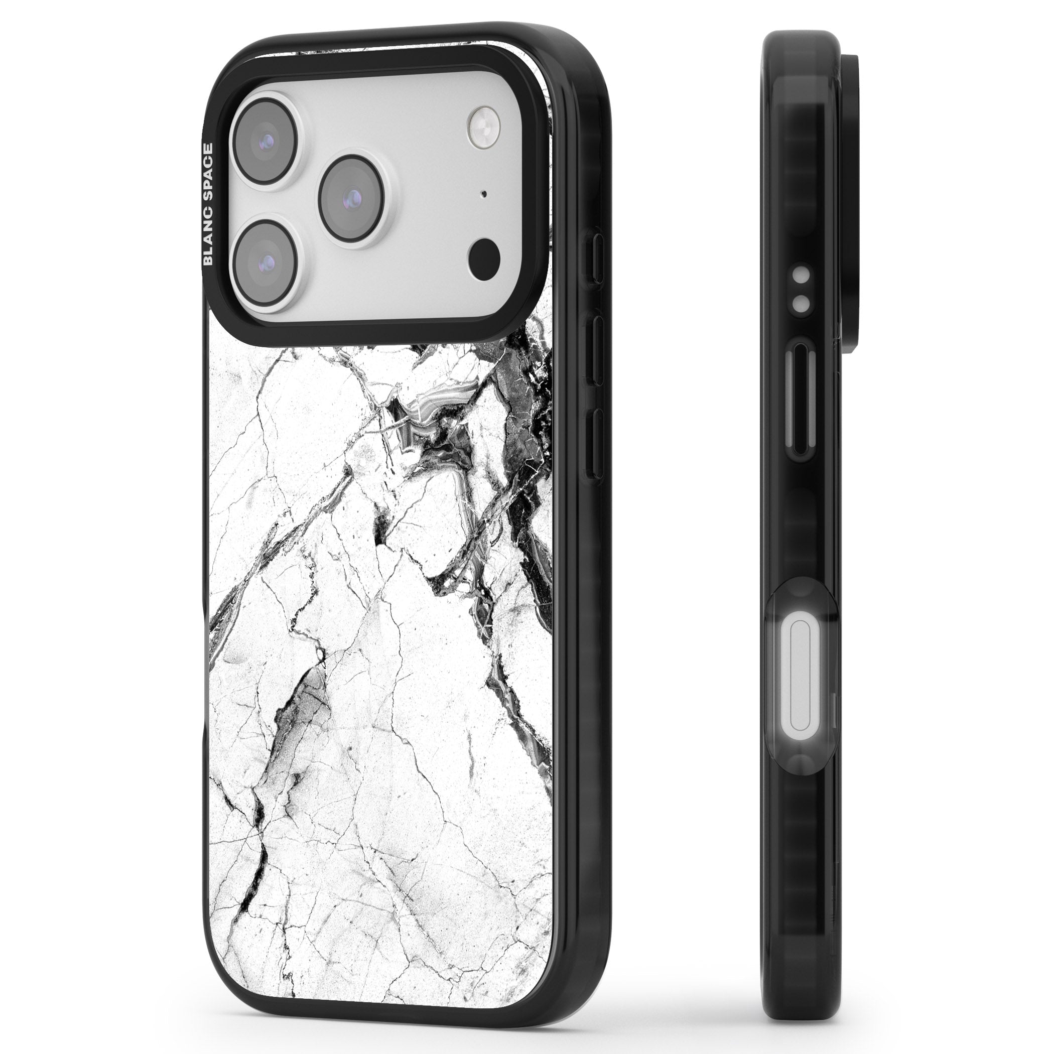 Storm Marble iPhone 17 Pro Impact Pro Black Phone Case Side Profile