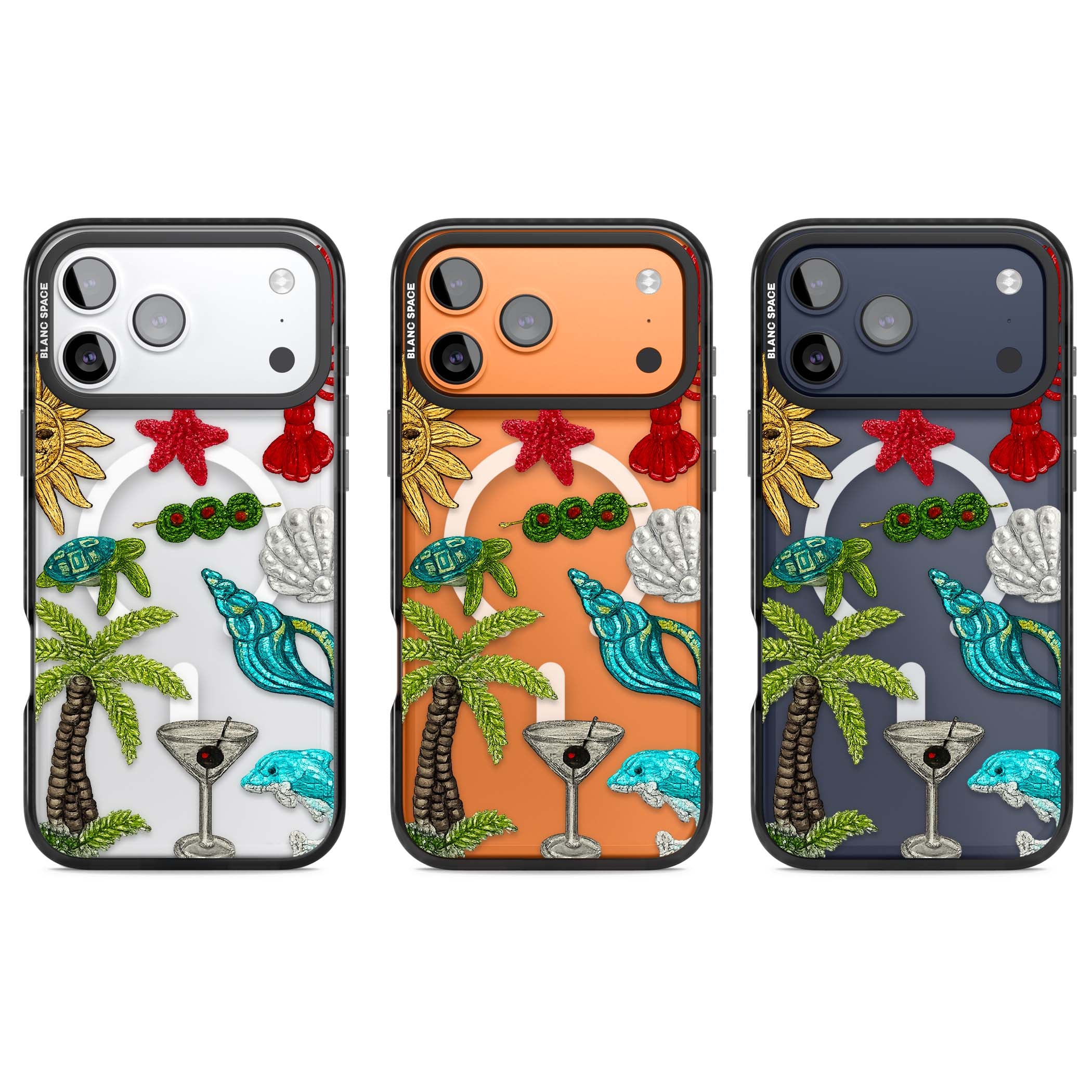 Painted Coastal Pattern coastal iPhone case | Black Impact Magsafe case for iPhone 17 Pro, iPhone 17 Pro Max