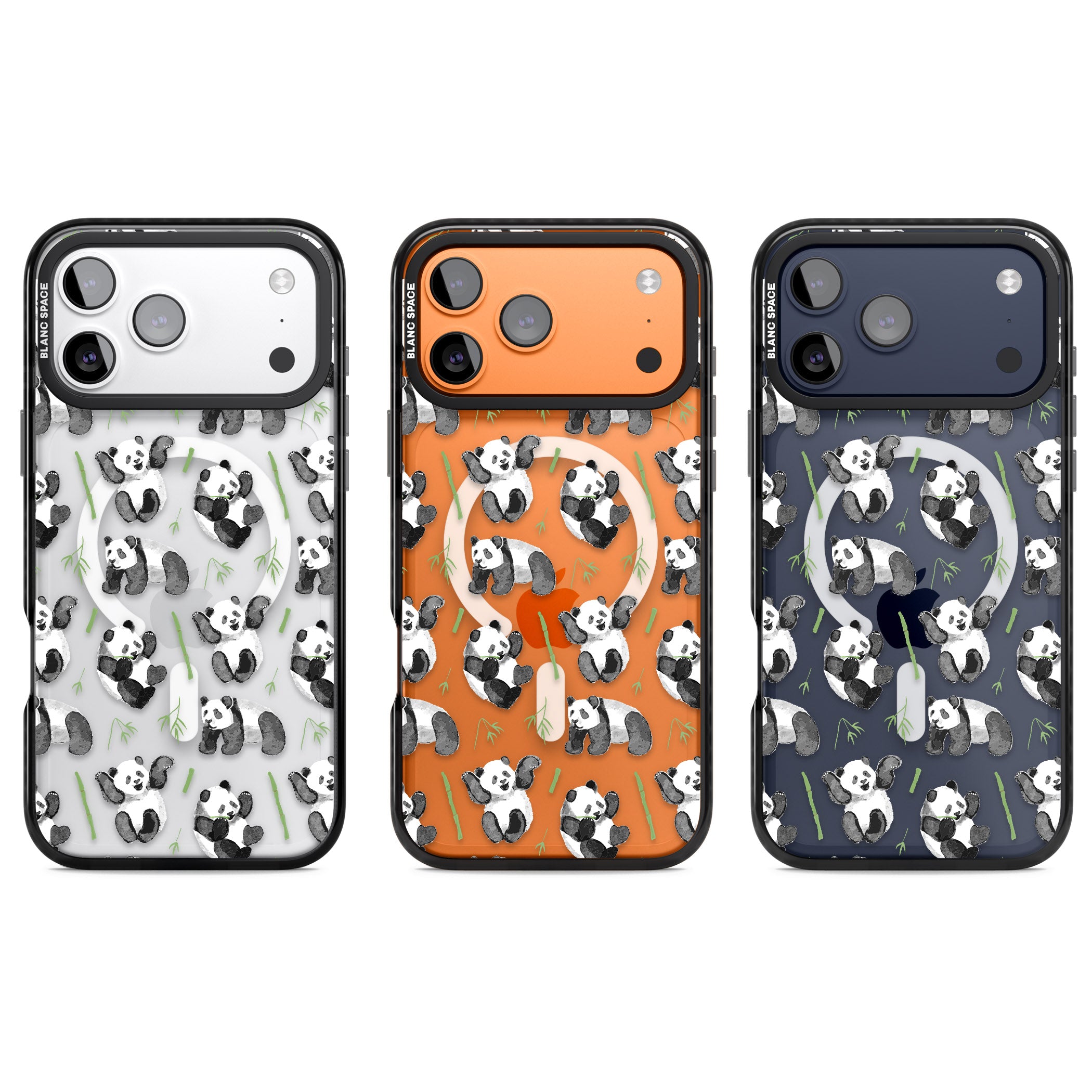 Watercolour Panda Pattern iPhone 17 Pro Impact Pro Black Phone Case APT Impact Protection