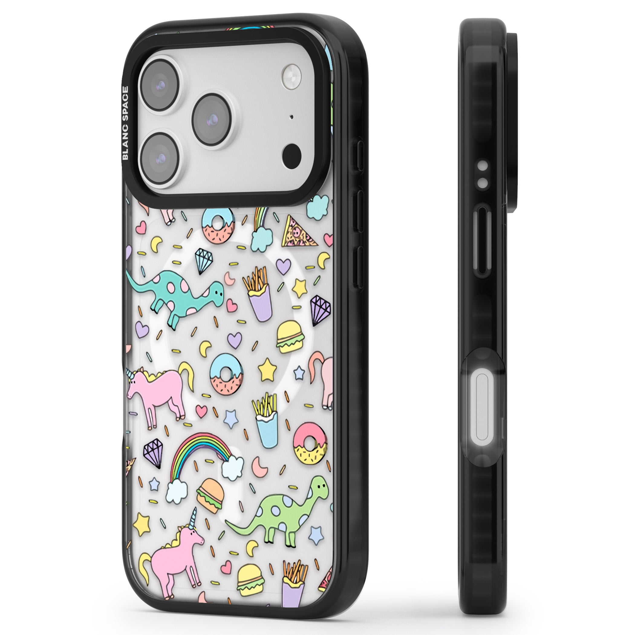Cute Pattern iPhone 17 Pro Impact Pro Black Phone Case Side Profile