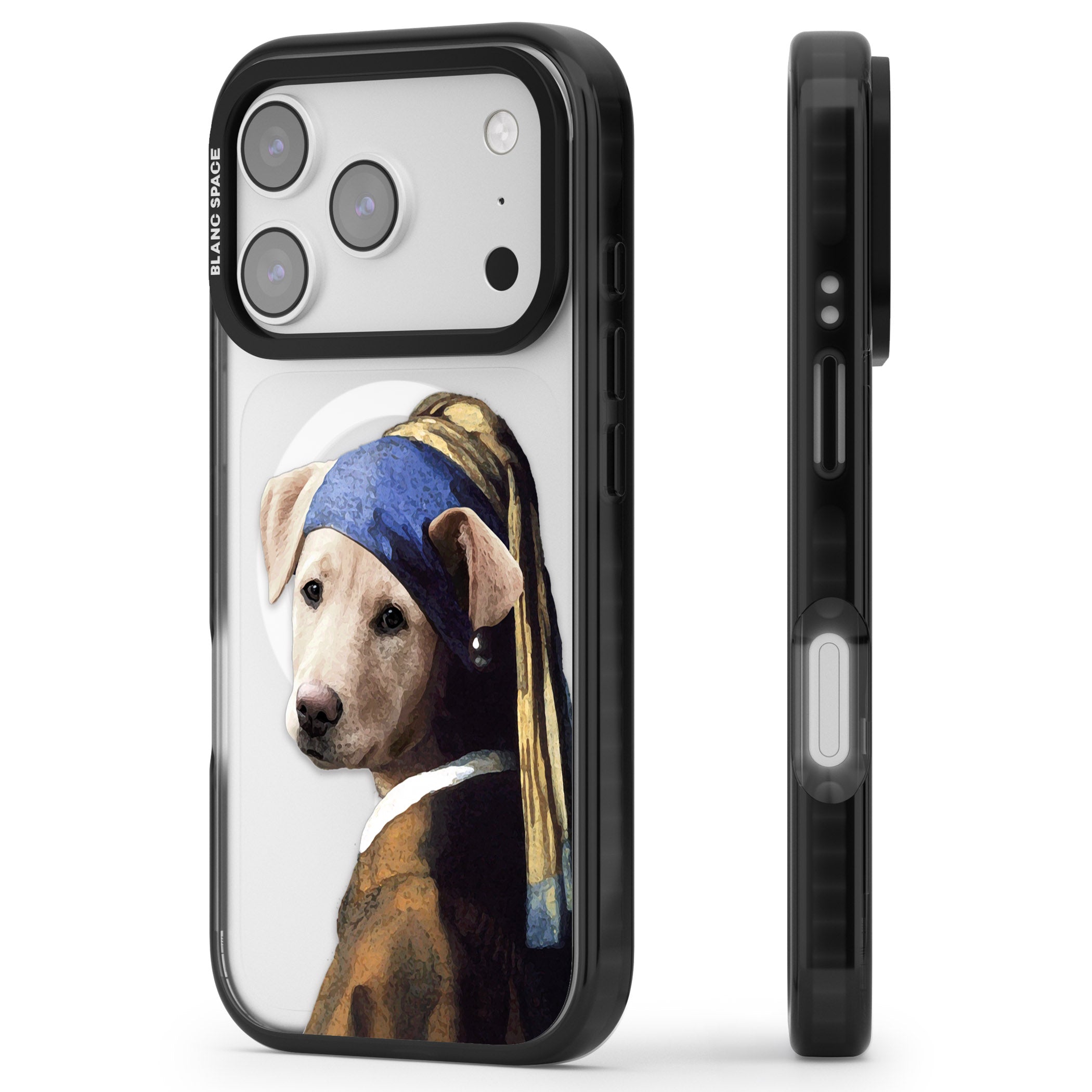Doggo With A Pearl Earring iPhone 17 Pro Max Impact Pro Black Phone Case Side Profile