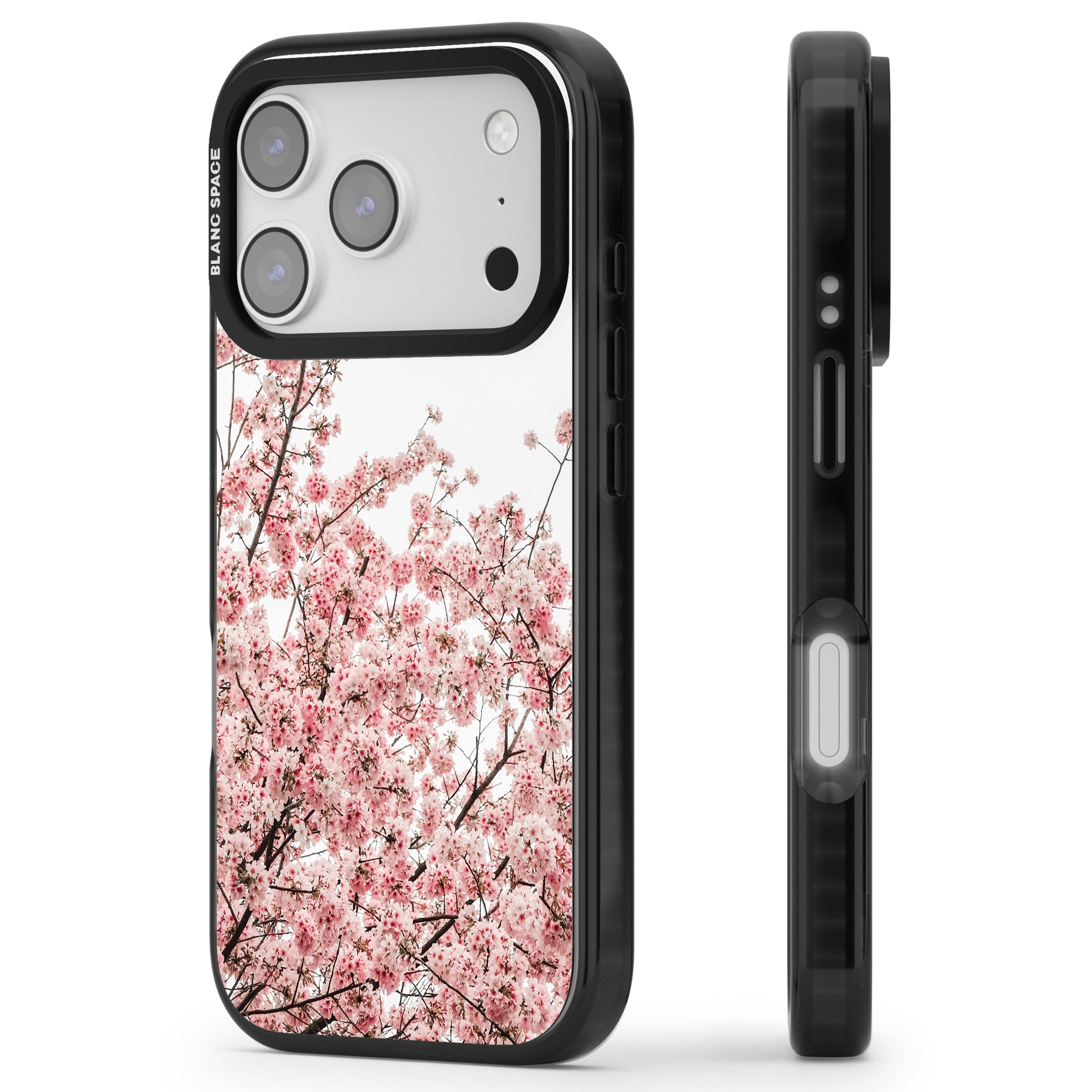 Cherry Blossom Bloom iPhone 17 Pro Max Impact Pro Black Phone Case Side Profile