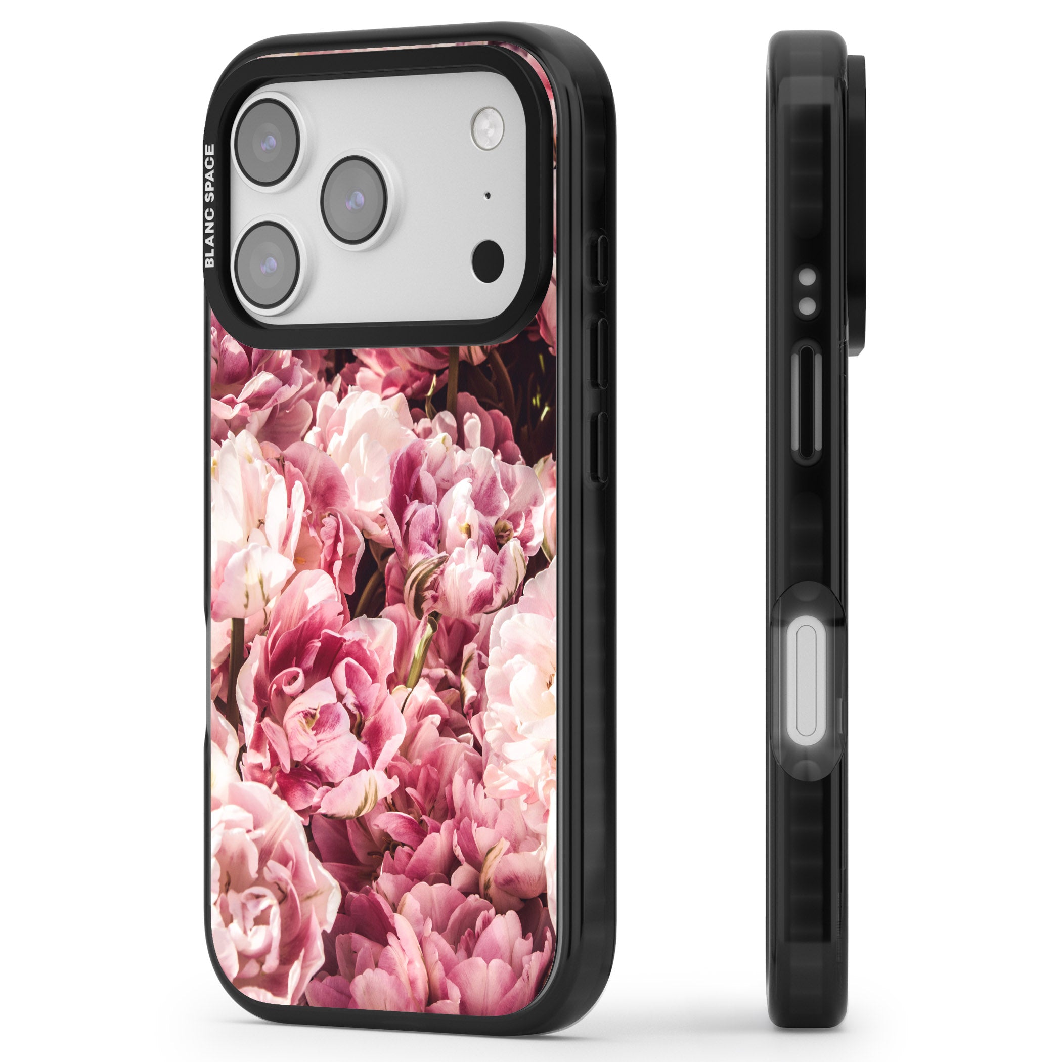 Petal Blush iPhone 17 Pro Max Impact Pro Black Phone Case Side Profile