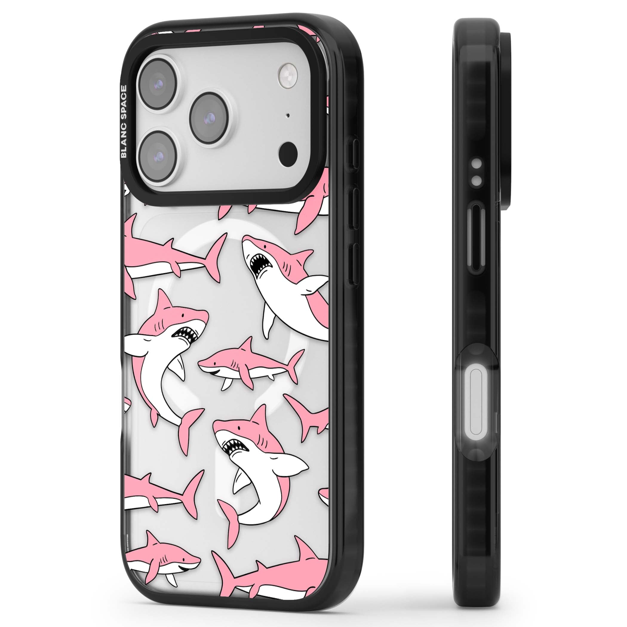 Bubblegum Sharks for her iPhone case | Black Impact Magsafe case for iPhone 17 Pro, iPhone 17 Pro Max