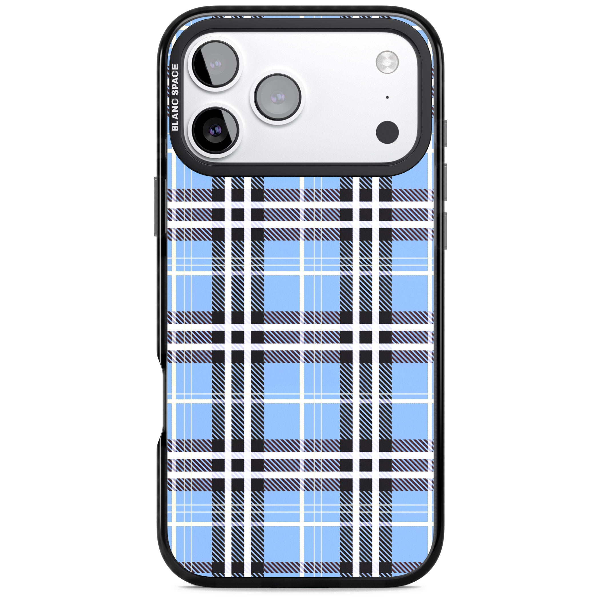 Blue Plaid iPhone 17 Pro Impact Pro Black Phone Case