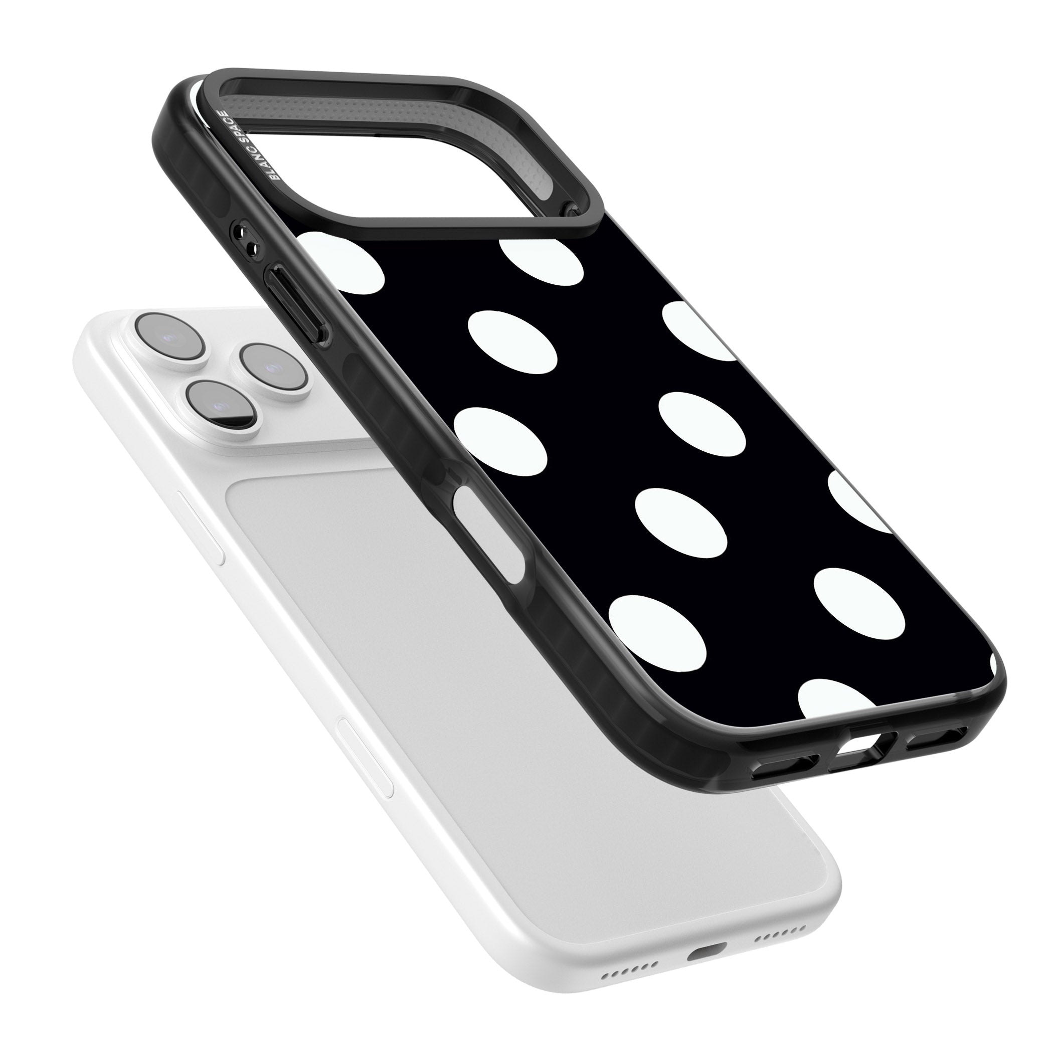 Chic Black Polka Dot iPhone 17 Pro Impact Pro Black Phone Case Colours
