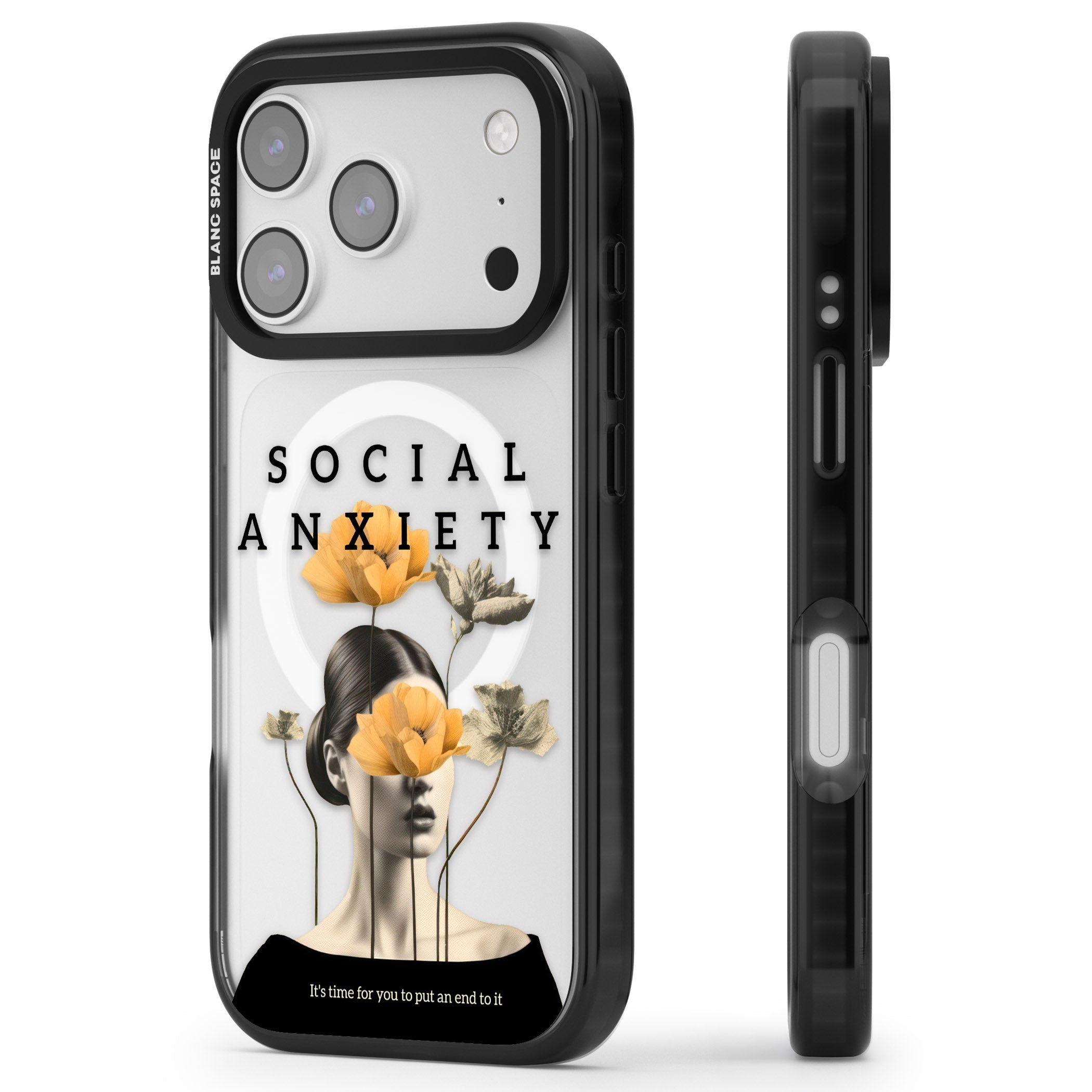 Social Anxiety iPhone 17 Pro Max Impact Pro Black Phone Case Side Profile