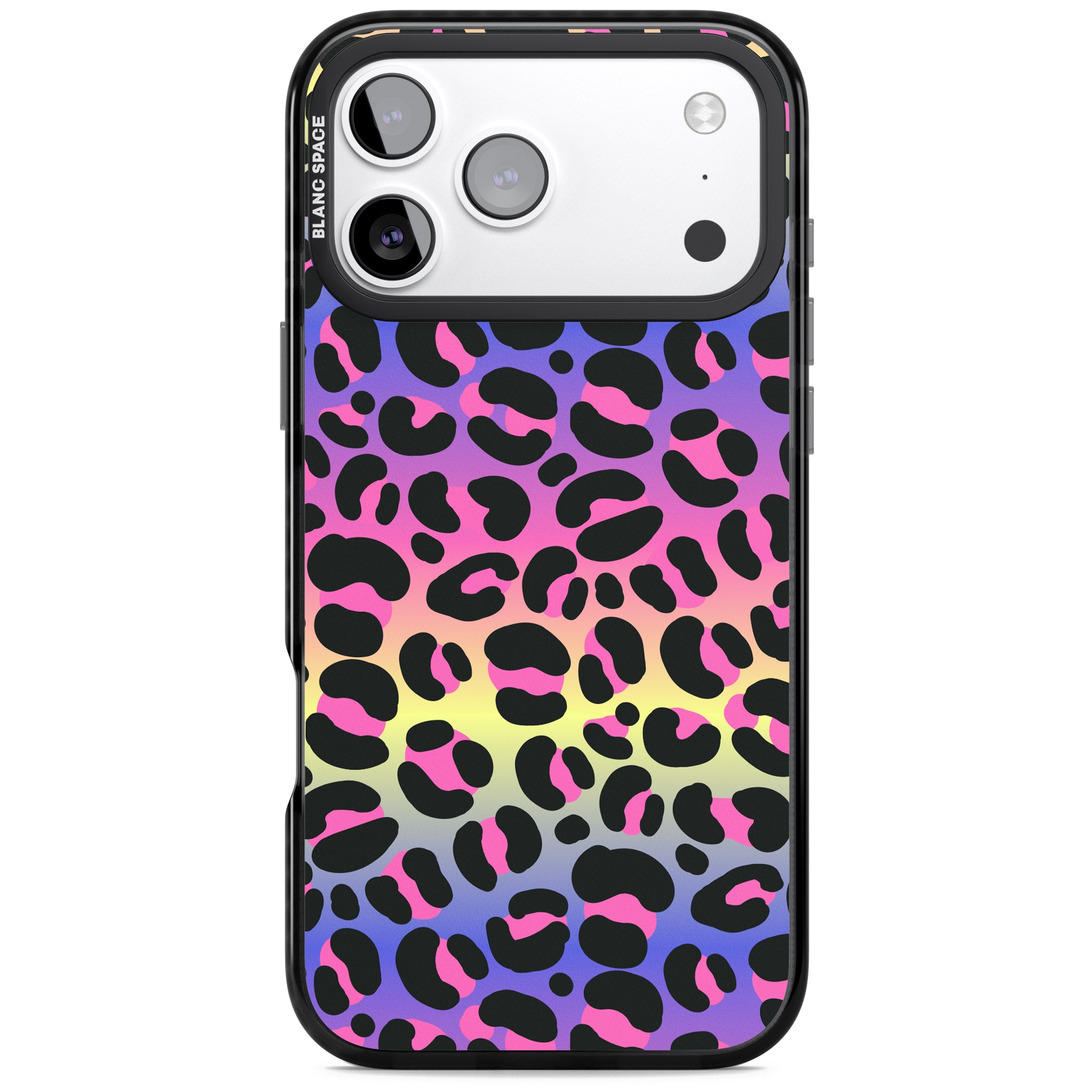 Rainbow Gradient Leopard iPhone 17 Pro Max Impact Pro Black Phone Case