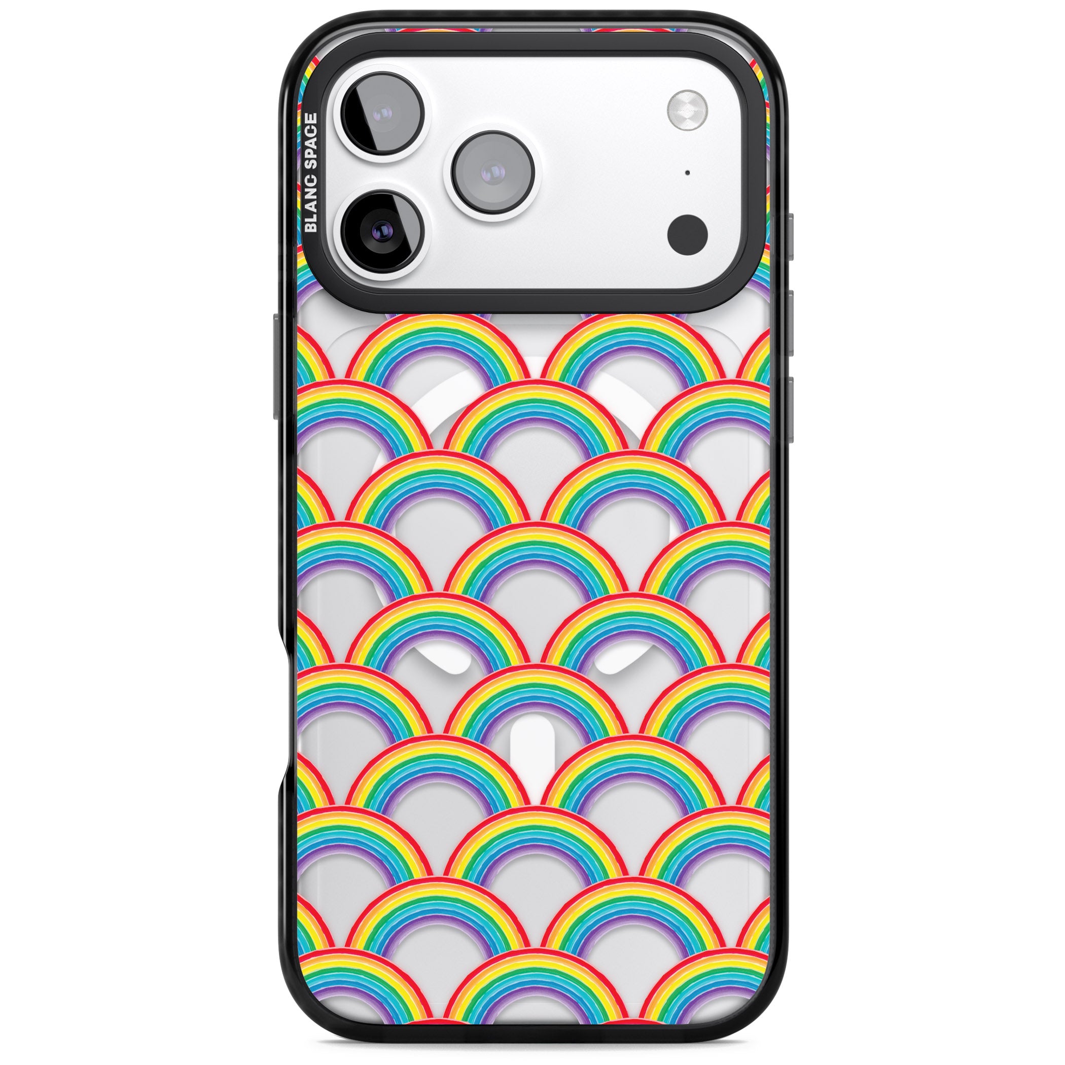 Rainbow Arc Pattern iPhone 17 Pro Impact Pro Black Phone Case