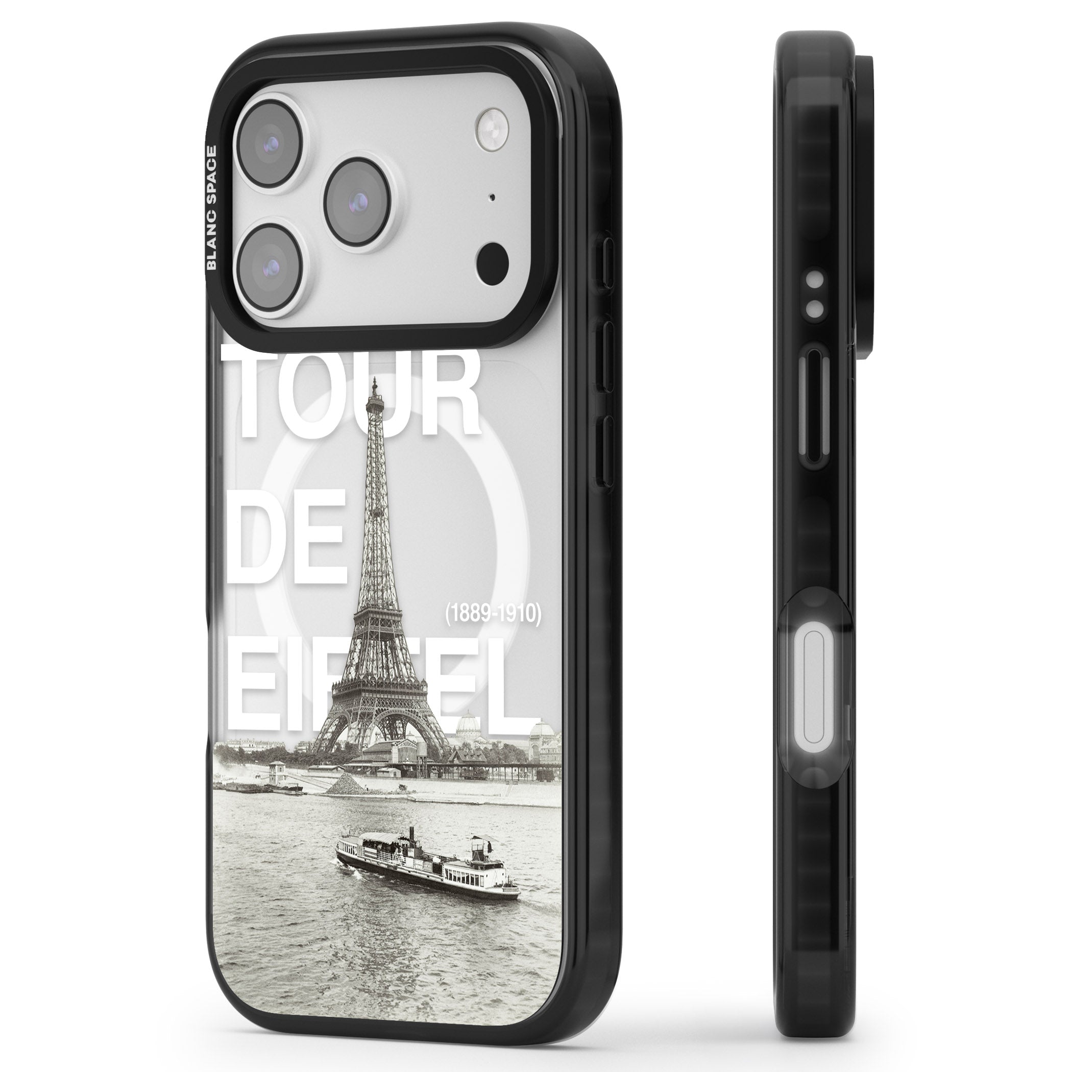 Tour De Eiffel iPhone 17 Pro Impact Pro Black Phone Case Side Profile