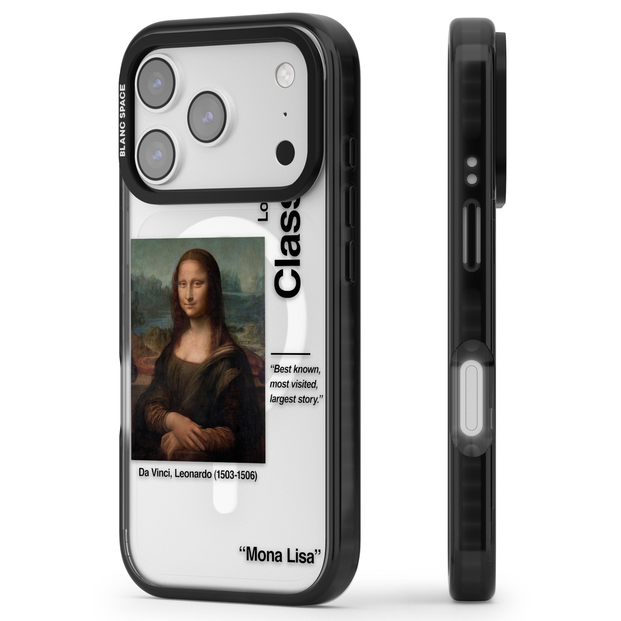 Mona Lisa Leonardo Da Vinci iPhone 17 Pro Impact Pro Black Phone Case Side Profile