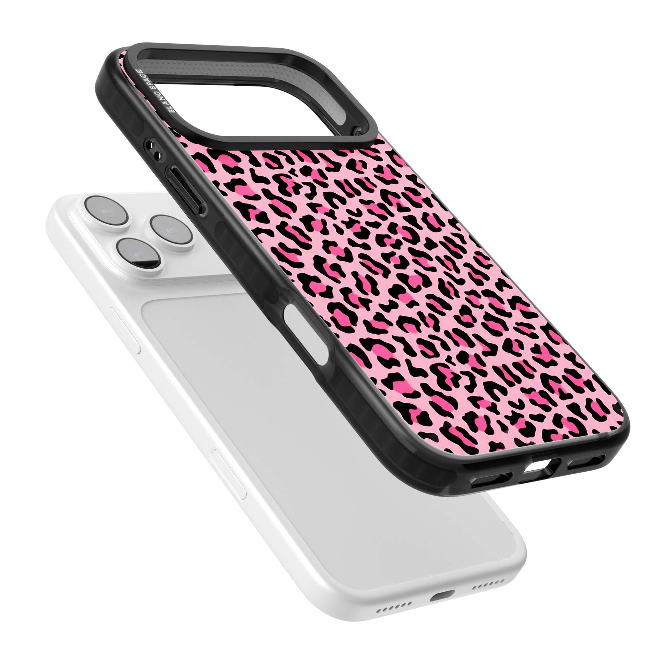 Pink Leopard baddie iPhone case | Black Impact Magsafe case for iPhone 17 Pro, iPhone 17 Pro Max
