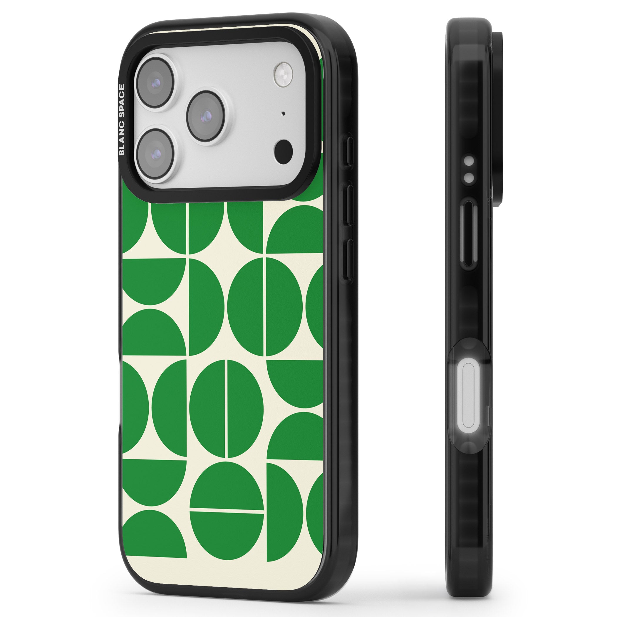 Retro Green Circles iPhone 17 Pro Max Impact Pro Black Phone Case Side Profile