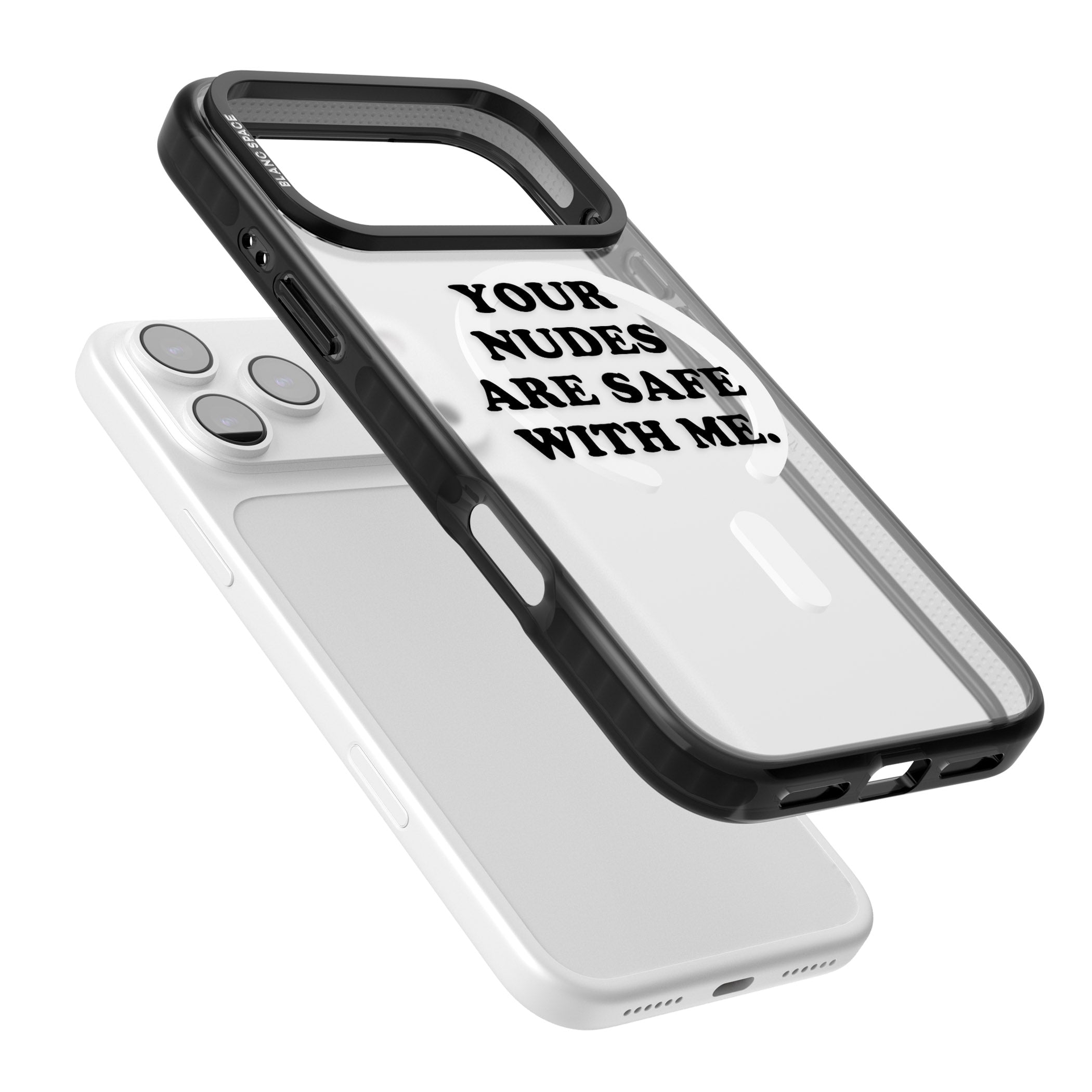 Your Nudes Are Safe Black iPhone 17 Pro Impact Pro Black Phone Case Colours