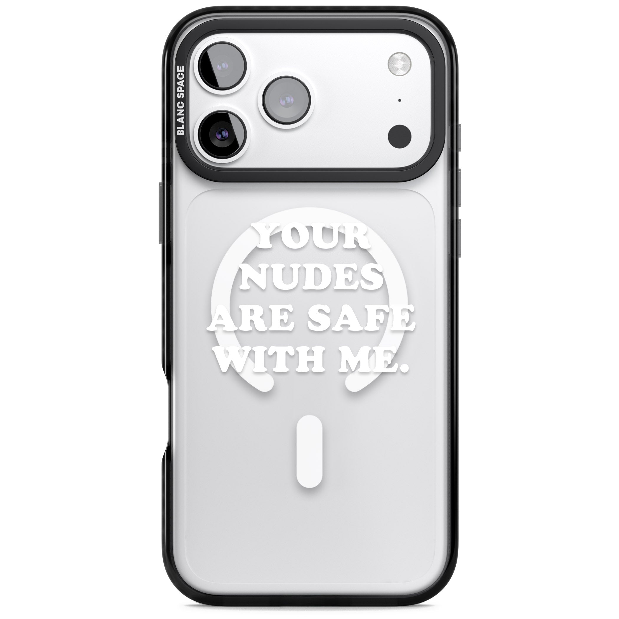 Your Nudes Are Safe White iPhone 17 Pro Max Impact Pro Black Phone Case