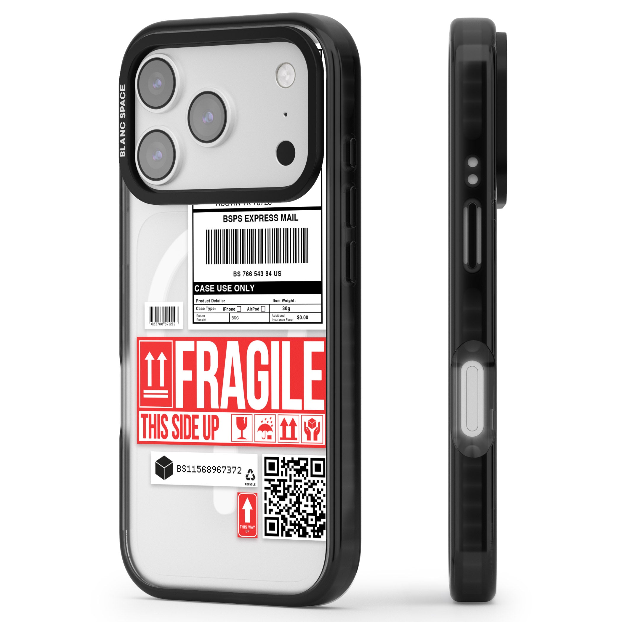 Shipping Label iPhone 17 Pro Max Impact Pro Black Phone Case Side Profile